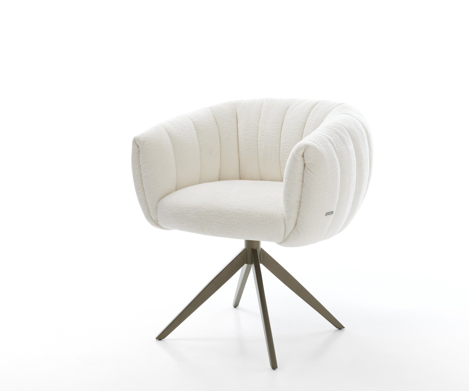 Drehstuhl Jada-Flex Bouclé Soft Beige Kreuzgestell breit Effektfinish Titan 360° drehbar Wippfunktion Taschenfederkern 1