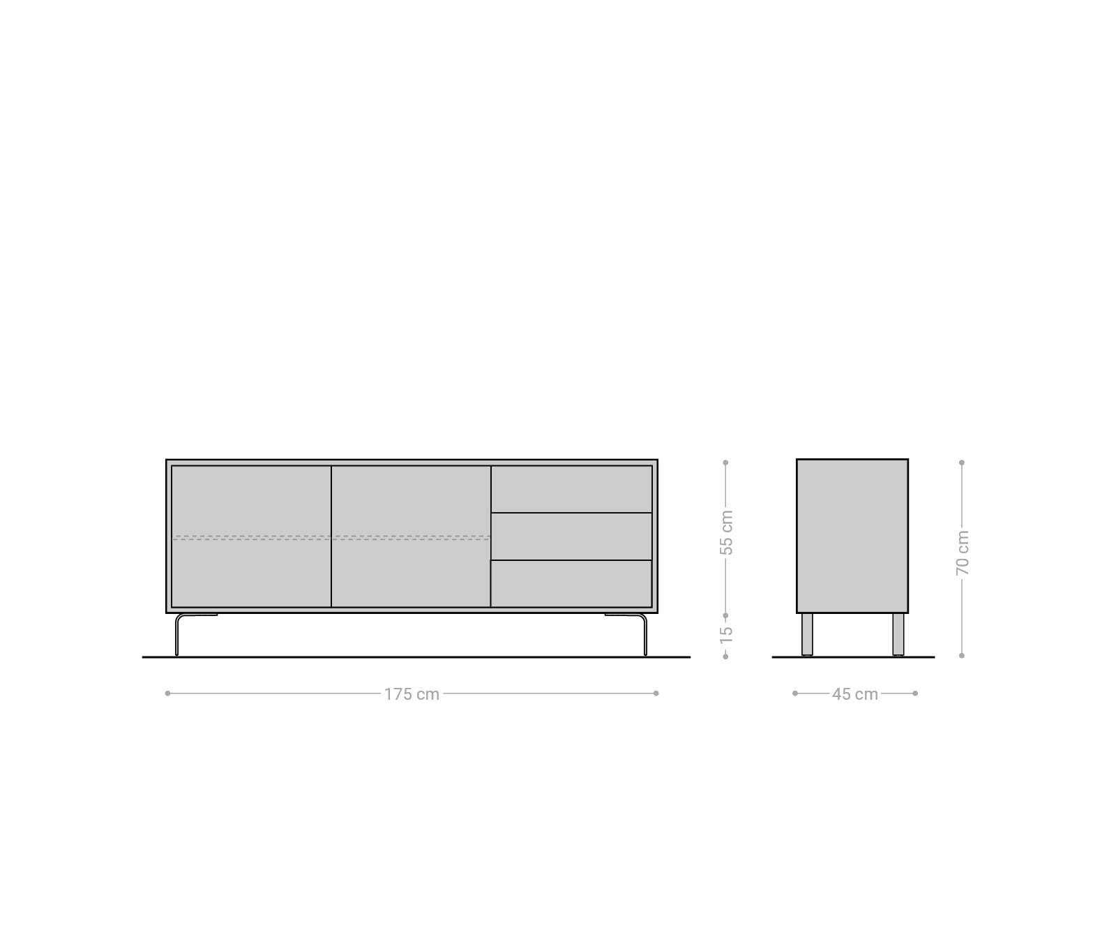 Sideboard Fevo 175 cm Akazie Natur 2 Türen 3 Schubfächer L-Fuß 5 Sideboard Fevo 175 cm Akazie Natur 2 Türen 3 Schubfächer L-Fuß 5