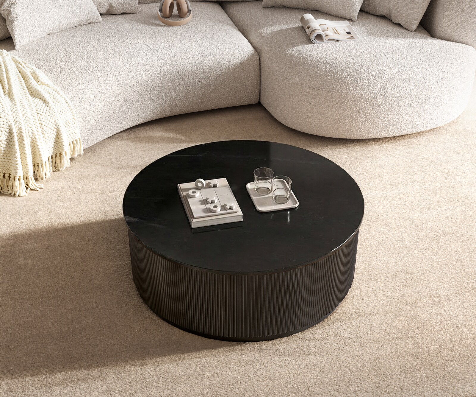 Couchtisch Fiorano 90x90 cm Marmor Schwarz Silber Metall Black Antique 1