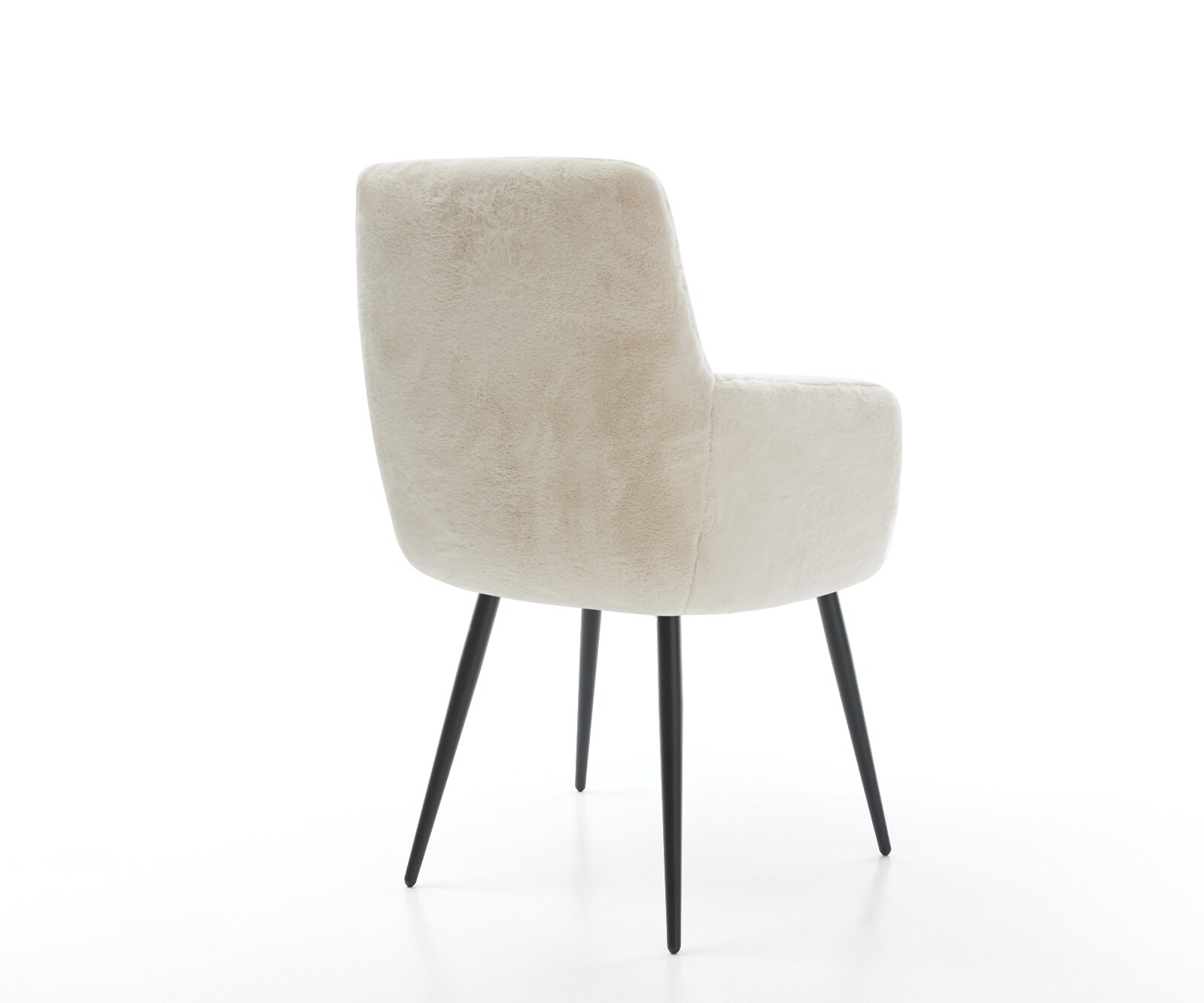 Esszimmerstuhl Heira-Flex mit Armlehnen Plüsch Creme-Weiß 4-Fuß konisch Schwarz Taschenfederkern 4