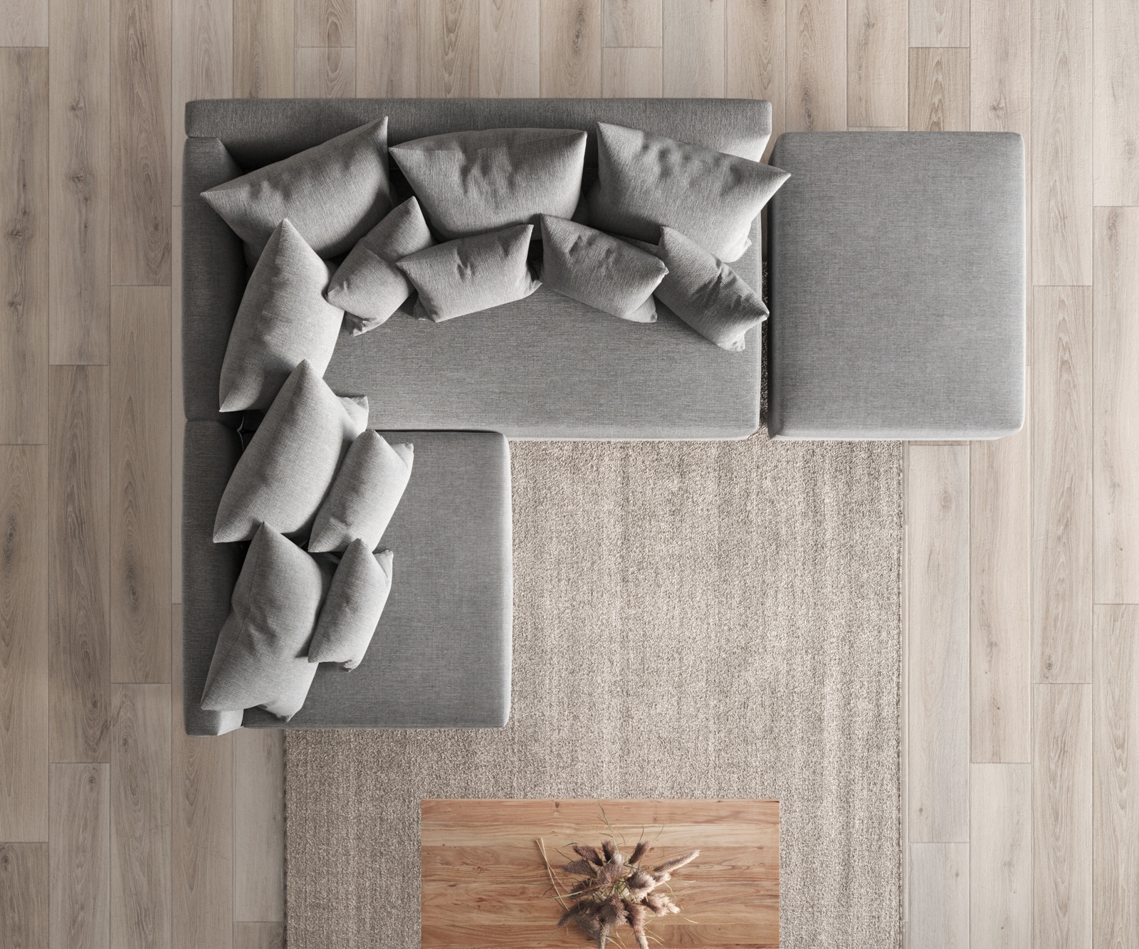 Ecksofa Clovis Grau Flachgewebe Hocker Ottomane Rechts Modulsofa 4 Ecksofa Clovis Grau Flachgewebe Hocker Ottomane Rechts Modulsofa 4