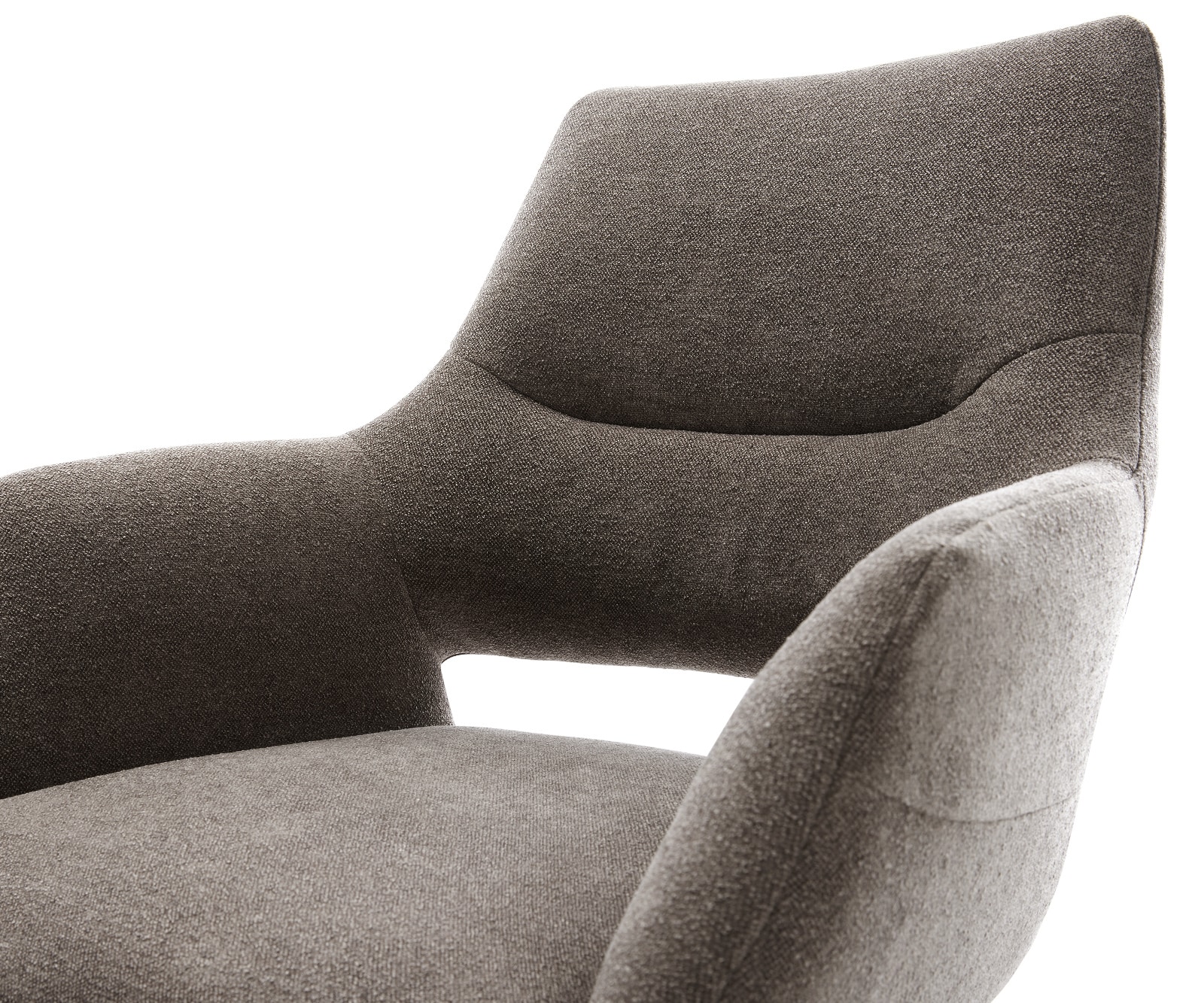 Drehstuhl Yago-Flex mit Armlehnen Strukturstoff Soft Taupe Kreuzgestell breit Weiß 360° drehbar Wippfunktion Taschenfederkern 4