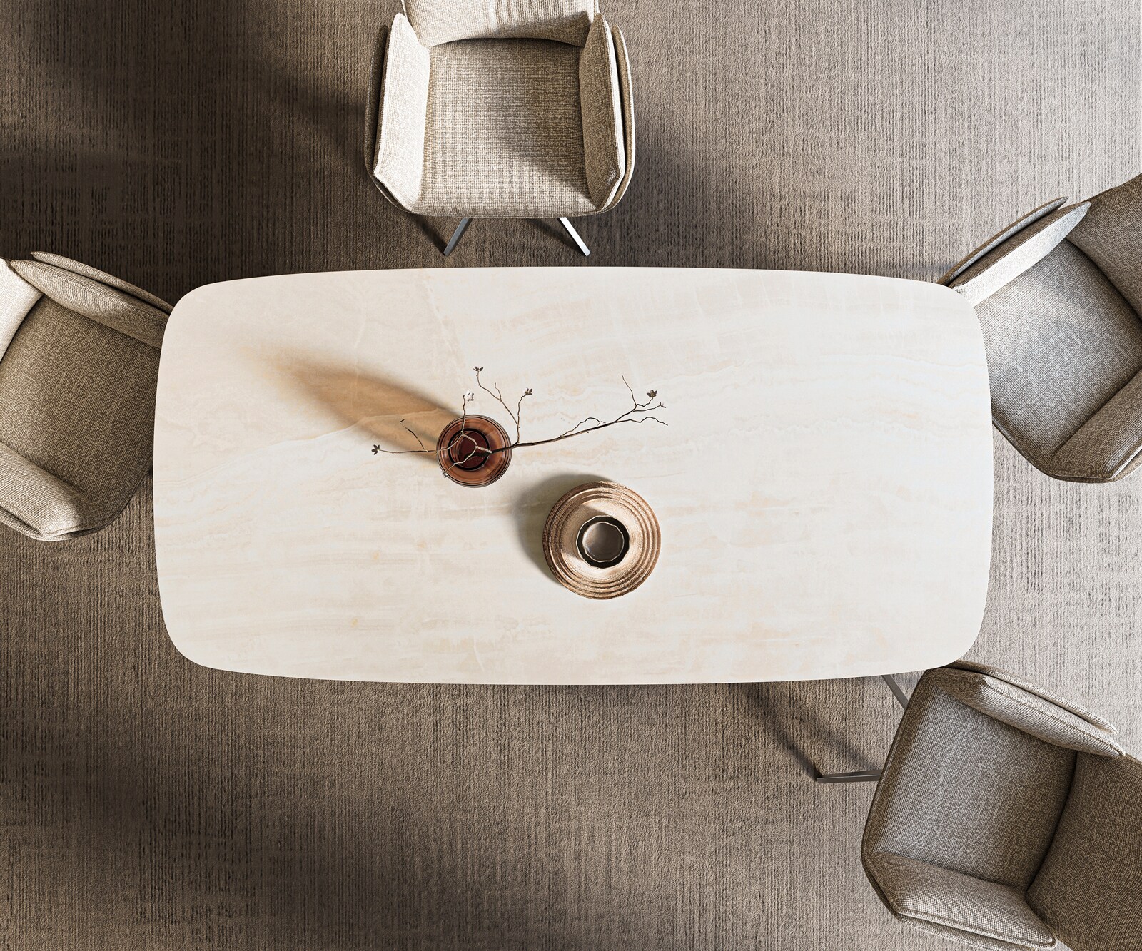 Esstisch Edge Boot 200x100 cm Keramik Onyx Champagne Edelstahl Breit 6