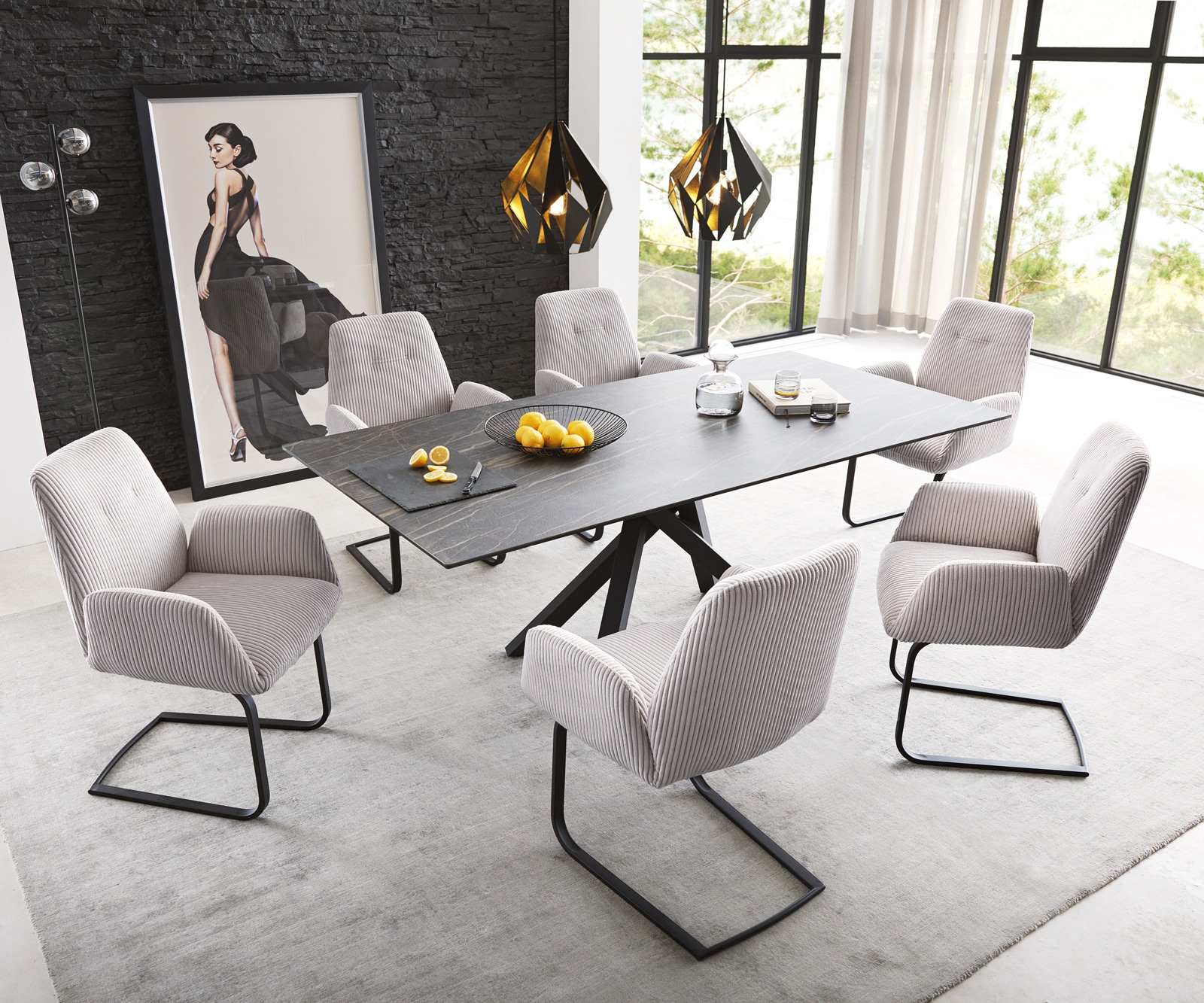 Freischwinger Zoa-Flex Cord Silbergrau Freischwinger flach Schwarz Taschenfederkern 4