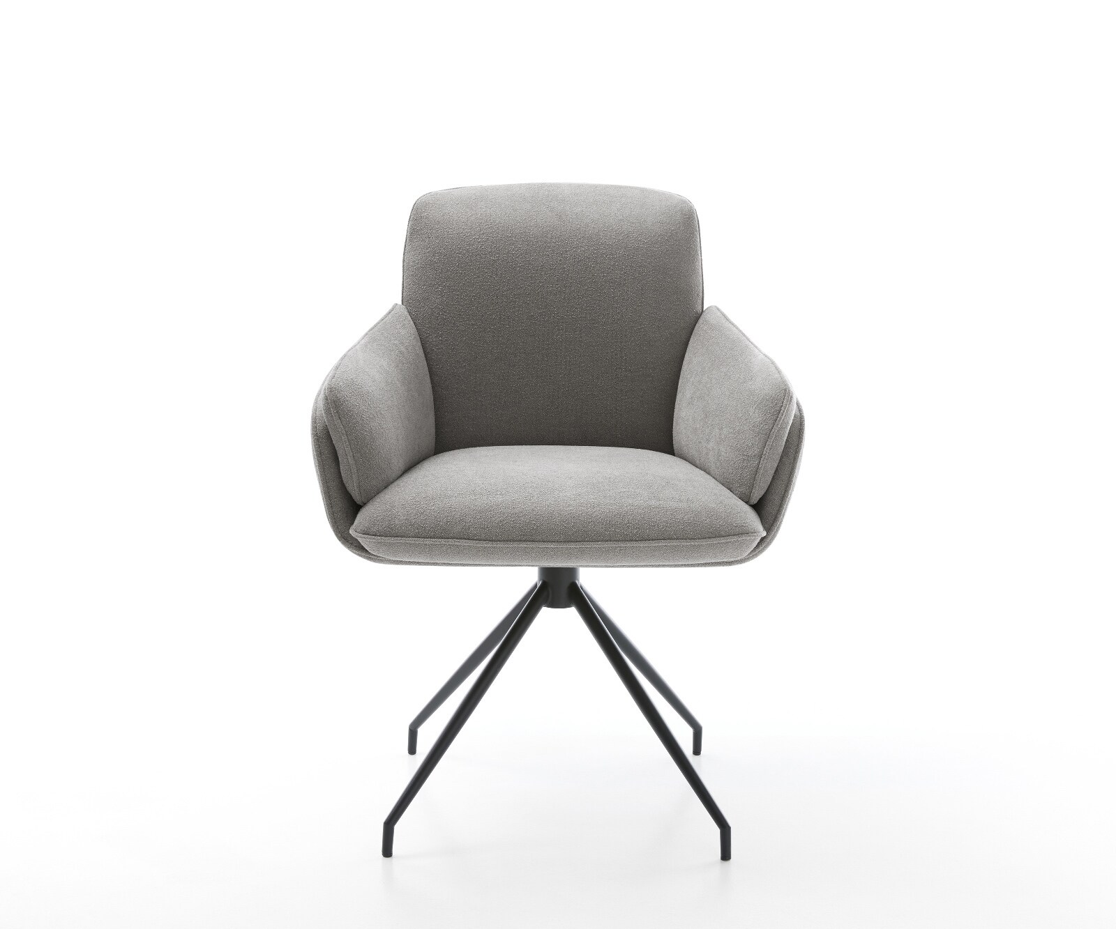 Esszimmerstuhl Luan-Flex mit Armlehnen Strukturstoff Soft Grau Kreuzgestell konisch Schwarz 2