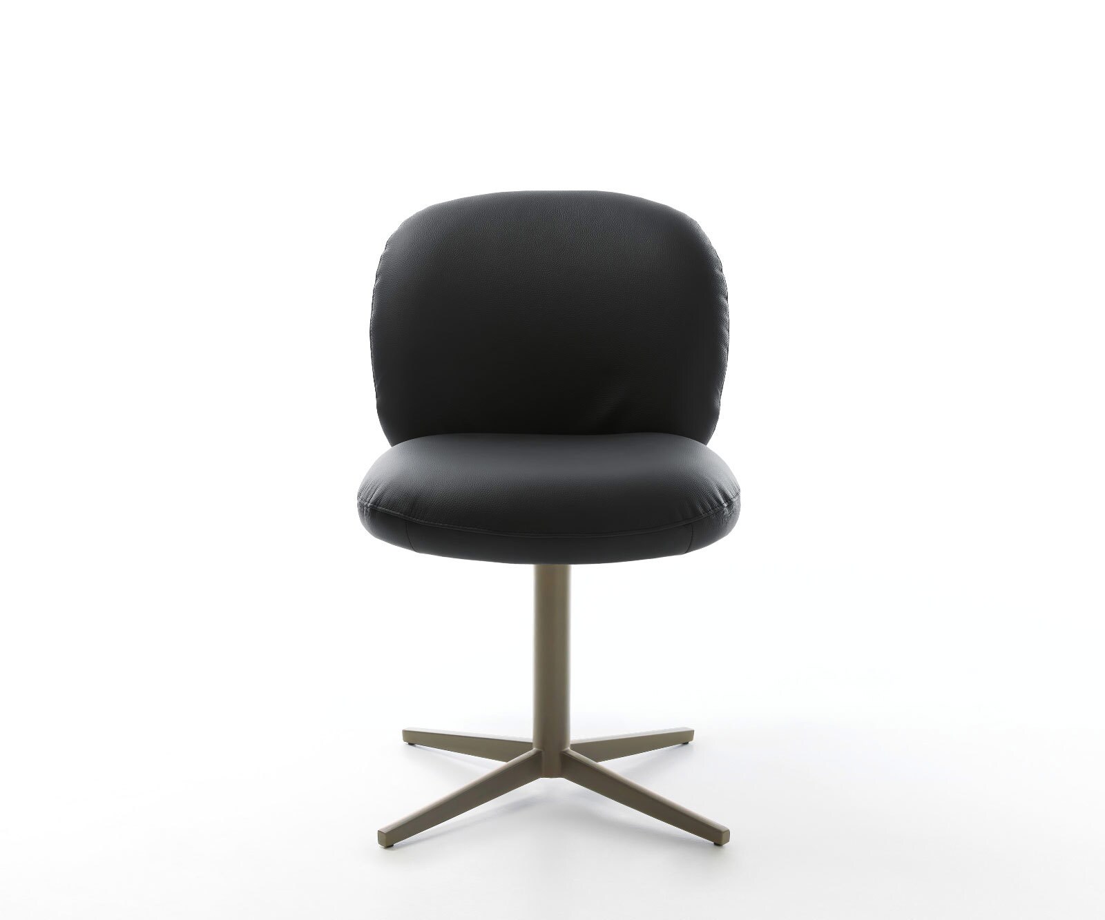 Drehstuhl Nube-Flex Echt-Leder Schwarz Fußkreuz Effektfinish Titan 360° drehbar Taschenfederkern 2
