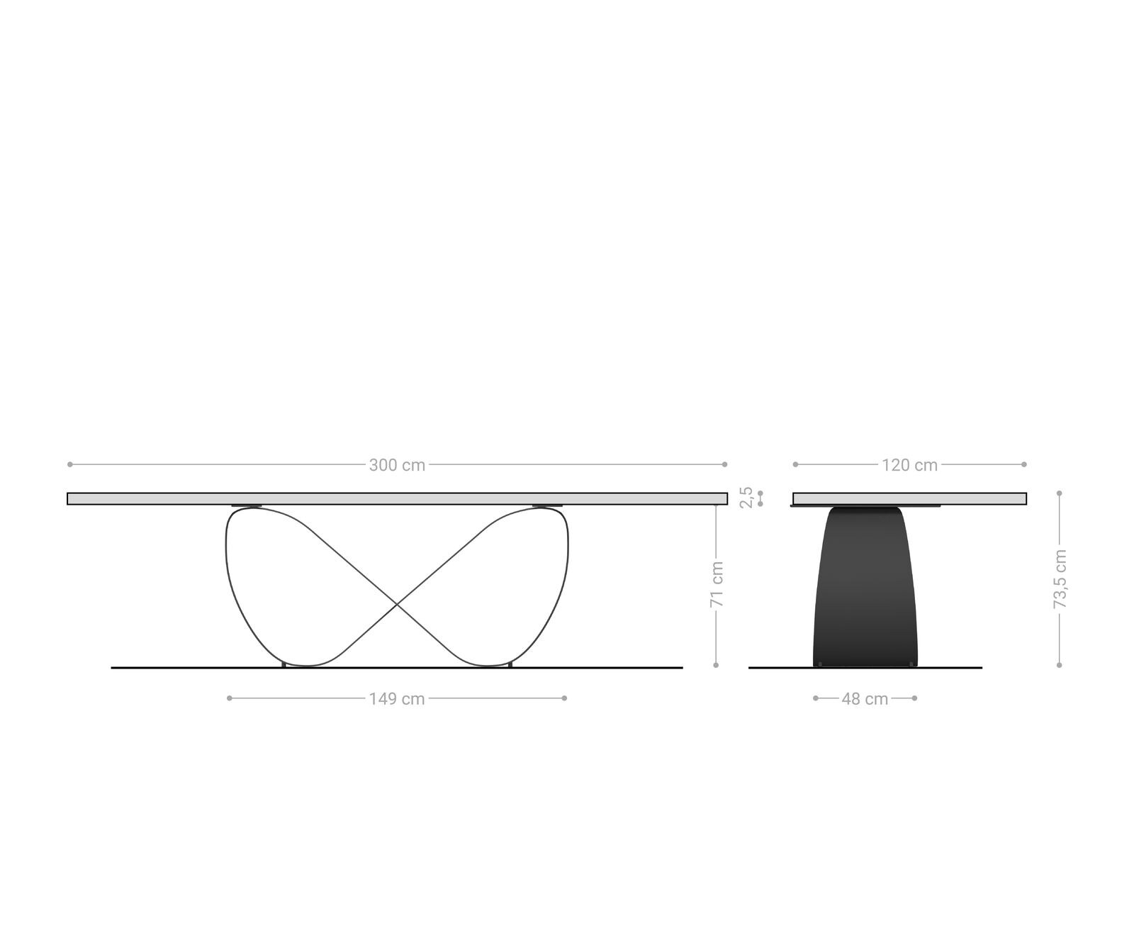 Esstisch Edge 200-300x100 cm Keramik Minas Melange Weiß-Beige Infinity Metall Schwarz ausziehbar 6