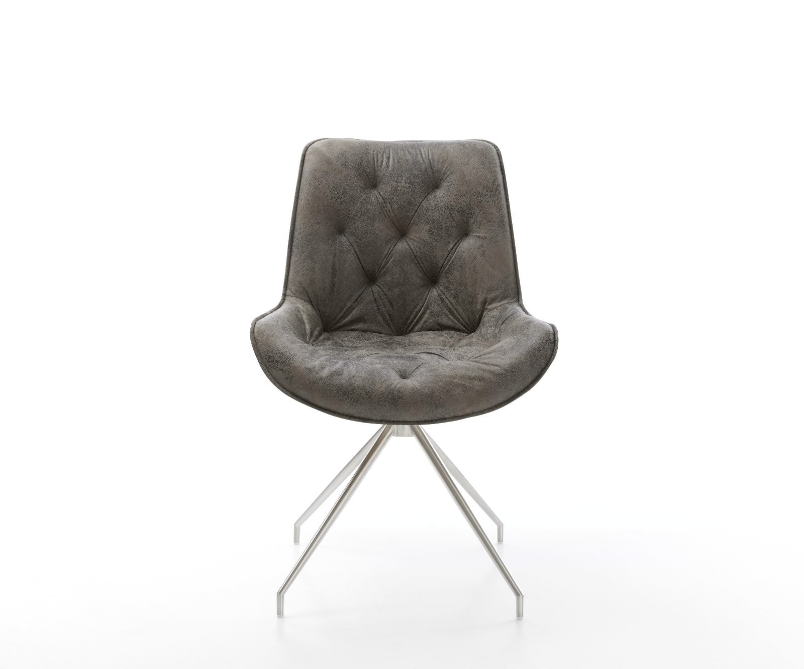 Esszimmerstuhl Taimi-Flex Mikrofaser Grau Antik Kreuzgestell konisch Edelstahl 2 Esszimmerstuhl Taimi-Flex Mikrofaser Grau Antik Kreuzgestell konisch Edelstahl 2