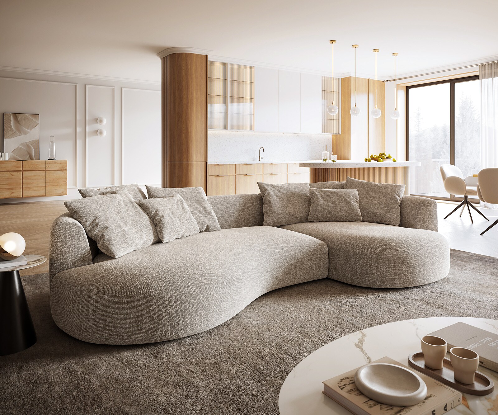 Big-Sofa Edina 330x170 cm Webstoff Soft Beige