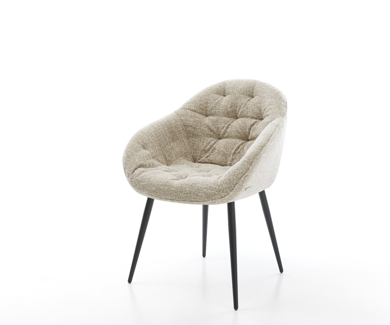 DELIFE Esszimmerstuhl Gaio-Flex Webstoff Soft Beige 4-Fuß konisch Schwarz