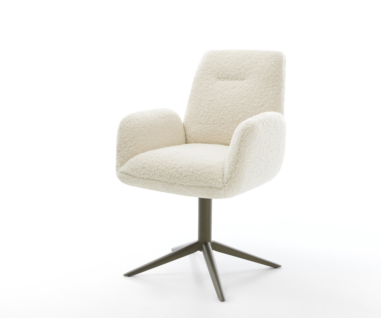 Drehstuhl Zoa-Flex Teddystoff Beige Fußkreuz Effektfinish Titan 360° drehbar Wippfunktion Taschenfederkern