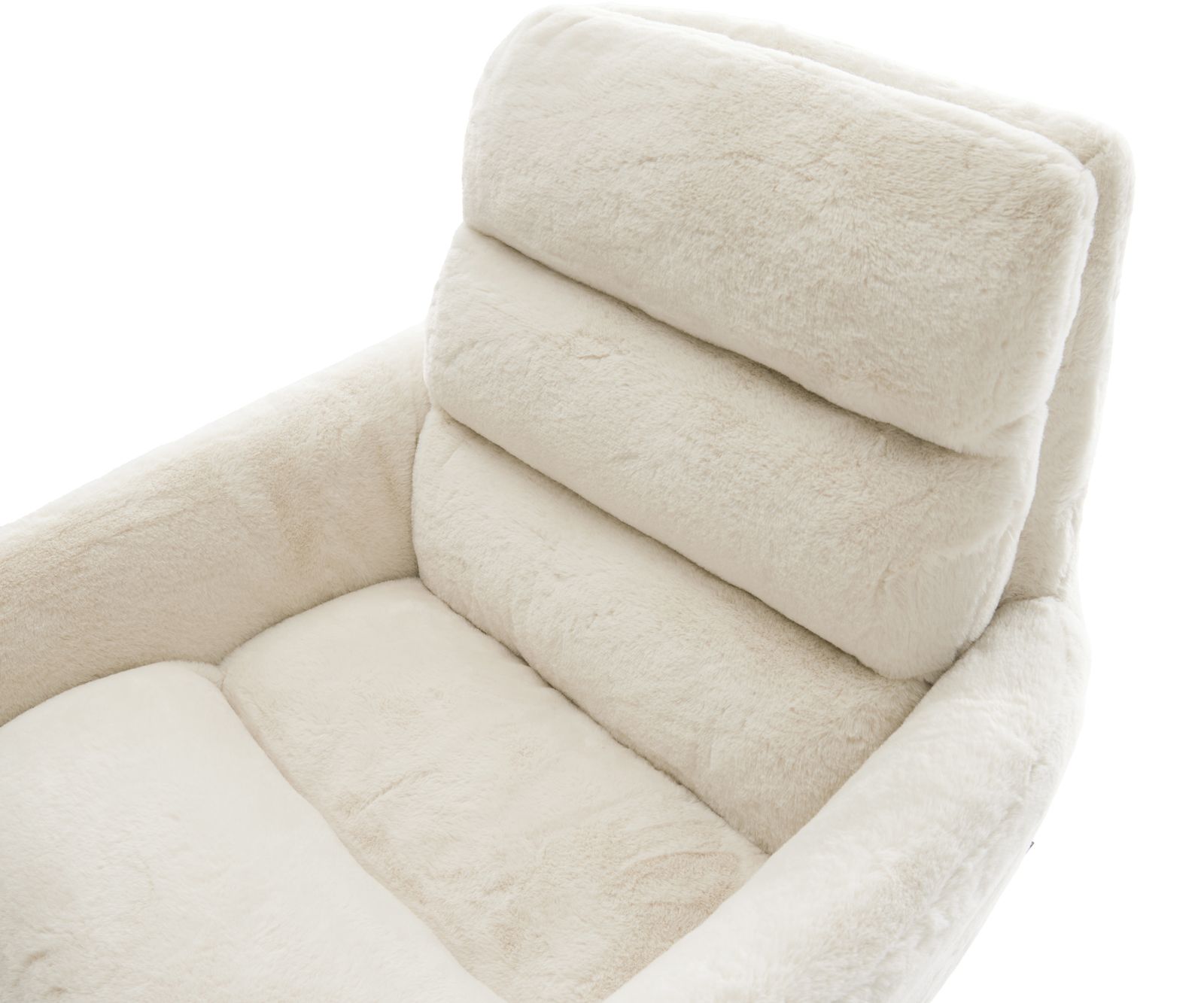Esszimmerstuhl Abelia-Flex mit Armlehnen Plüsch Creme-Weiß Kufengestell Edelstahl 3