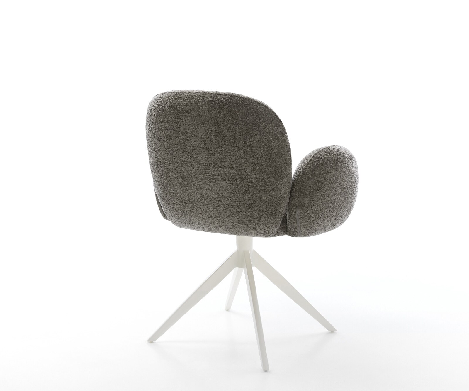Drehstuhl Nube-Flex mit Armlehnen Bouclé Soft Schlamm Kreuzgestell breit Weiß 360° drehbar Wippfunktion Taschenfederkern 4