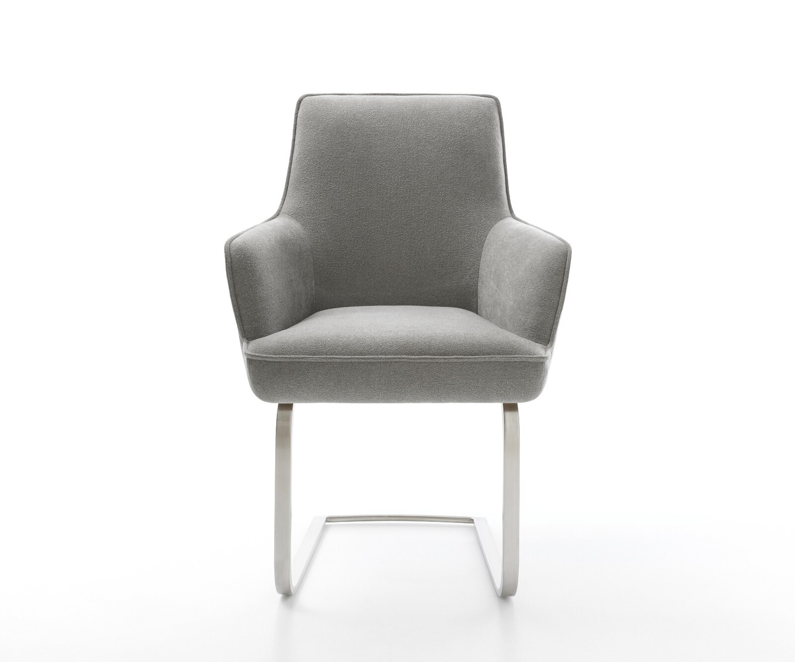 Freischwinger Heira-Flex mit Armlehnen Strukturstoff Soft Grau Freischwinger flach Edelstahl Taschenfederkern 2