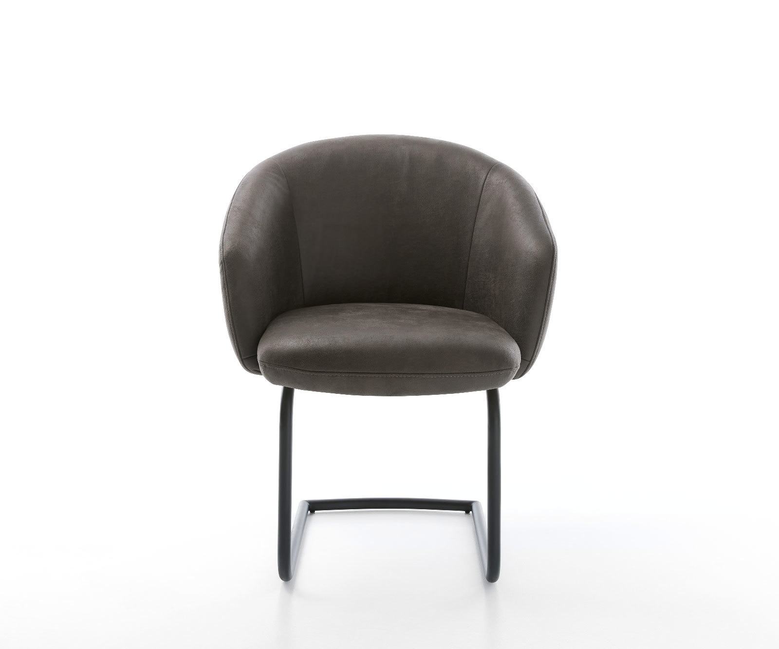 Freischwinger Caja-Flex mit Armlehnen Mikrofaser Anthrazit Vintage Freischwinger rund Schwarz Taschenfederkern 2