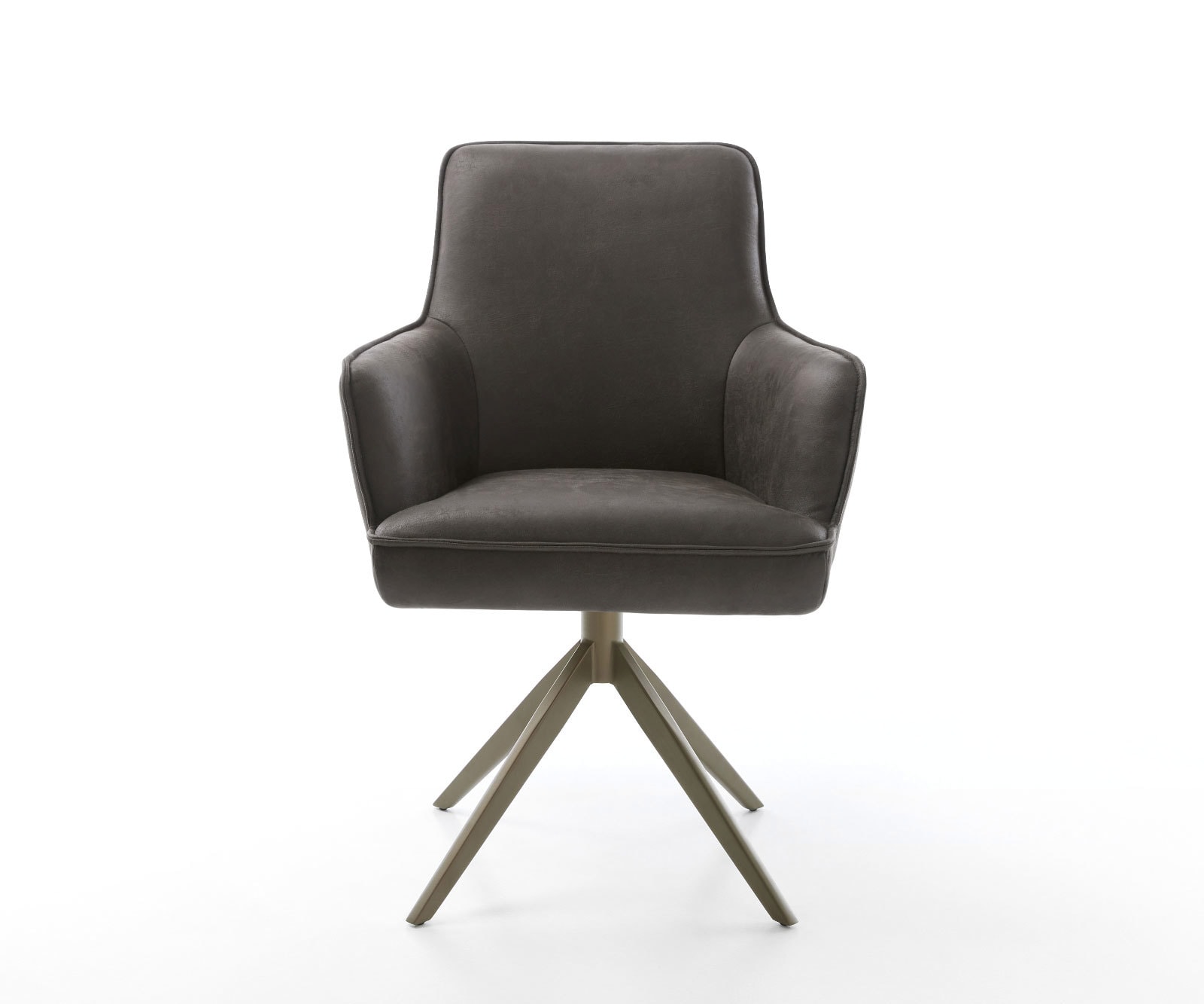 Drehstuhl Heira-Flex mit Armlehnen Mikrofaser Anthrazit Vintage Kreuzgestell breit Effektfinish Titan 360° drehbar Wippfunktion Taschenfederkern 1
