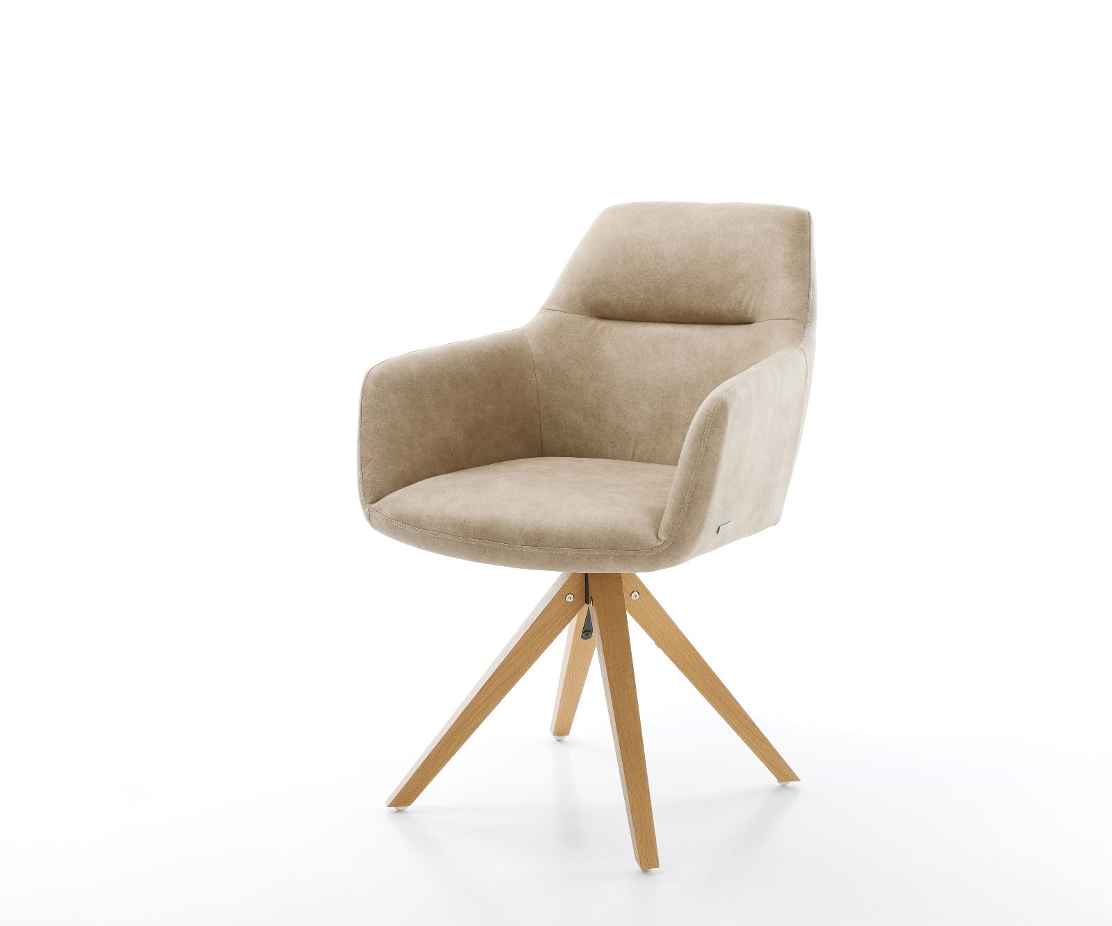 Esszimmerstuhl Pejo-Flex Mikrofaser Beige Vintage Holzgestell kantig Natur 360° drehbar Taschenfederkern