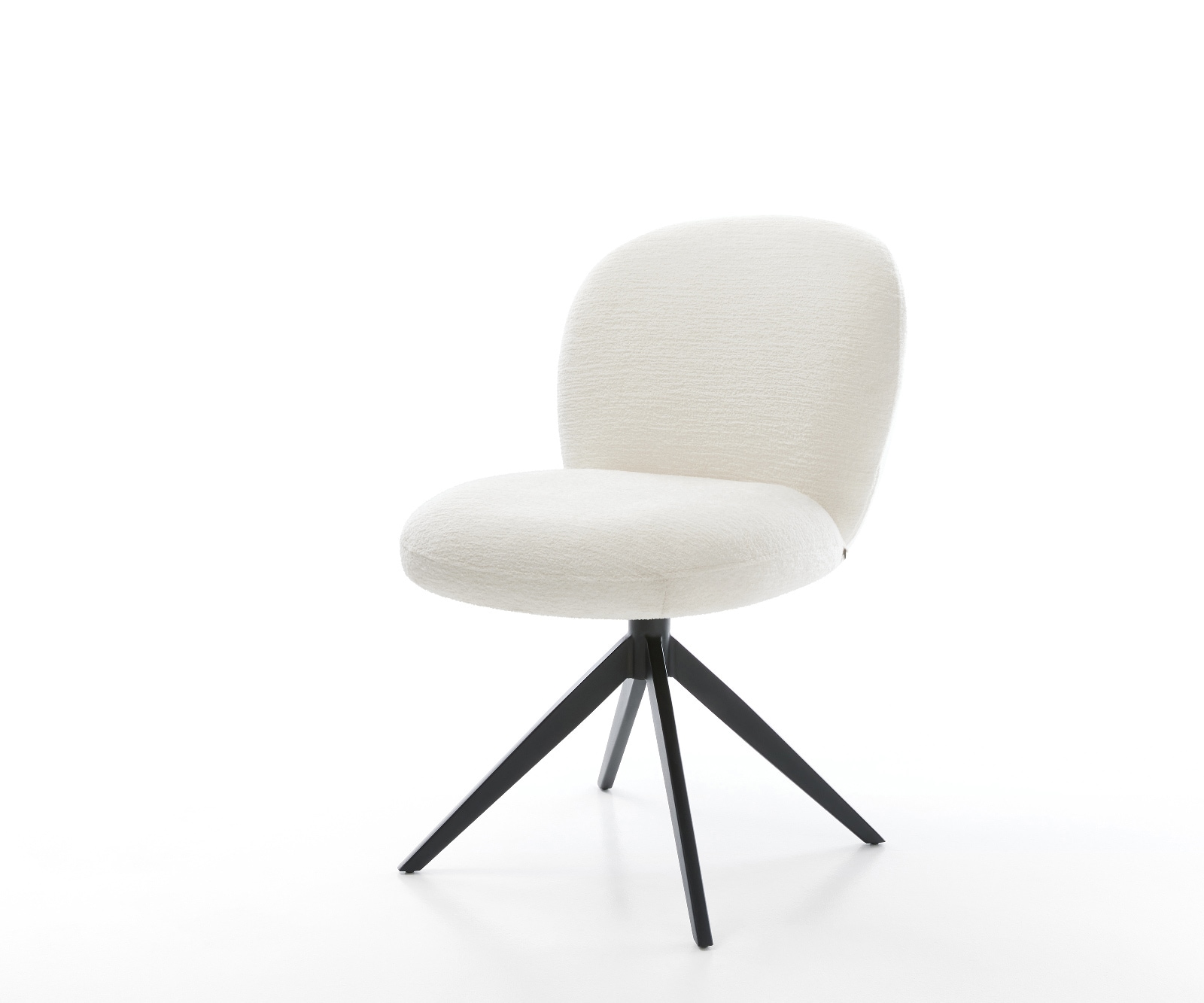 Delife Drehstuhl Nube-Flex Bouclé Soft Beige Kreuzgestell Breit Schwarz 360° Drehbar Wippfunktion Taschenfederkern