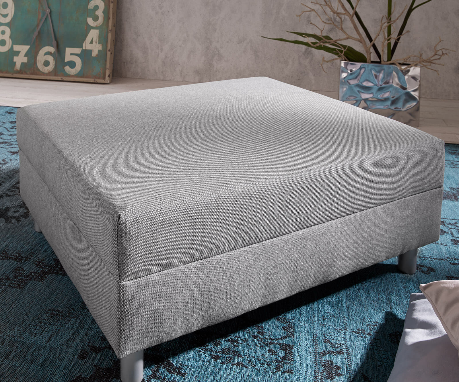 Hocker Clovis Grau B98 x T83 Grau Modul Flachgewebe Hocker Clovis Grau B98 x T83 Grau Modul Flachgewebe