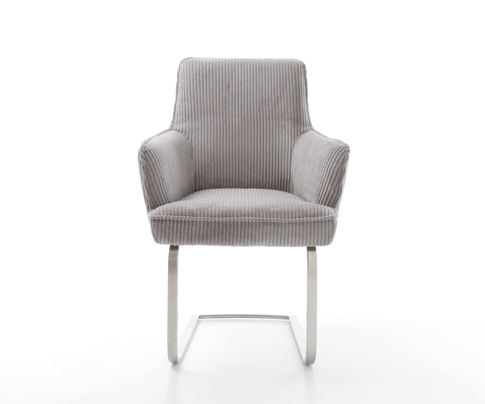 Freischwinger Heira-Flex mit Armlehnen Cord Silbergrau Freischwinger flach Edelstahl Taschenfederkern 1