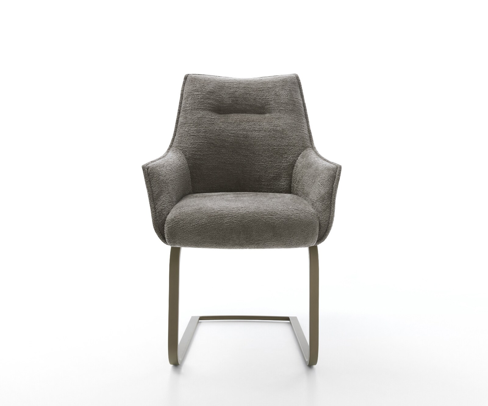 Freischwinger Alja-Flex mit Armlehnen Bouclé Soft Schlamm Freischwinger flach Effektfinish Titan Taschenfederkern 1