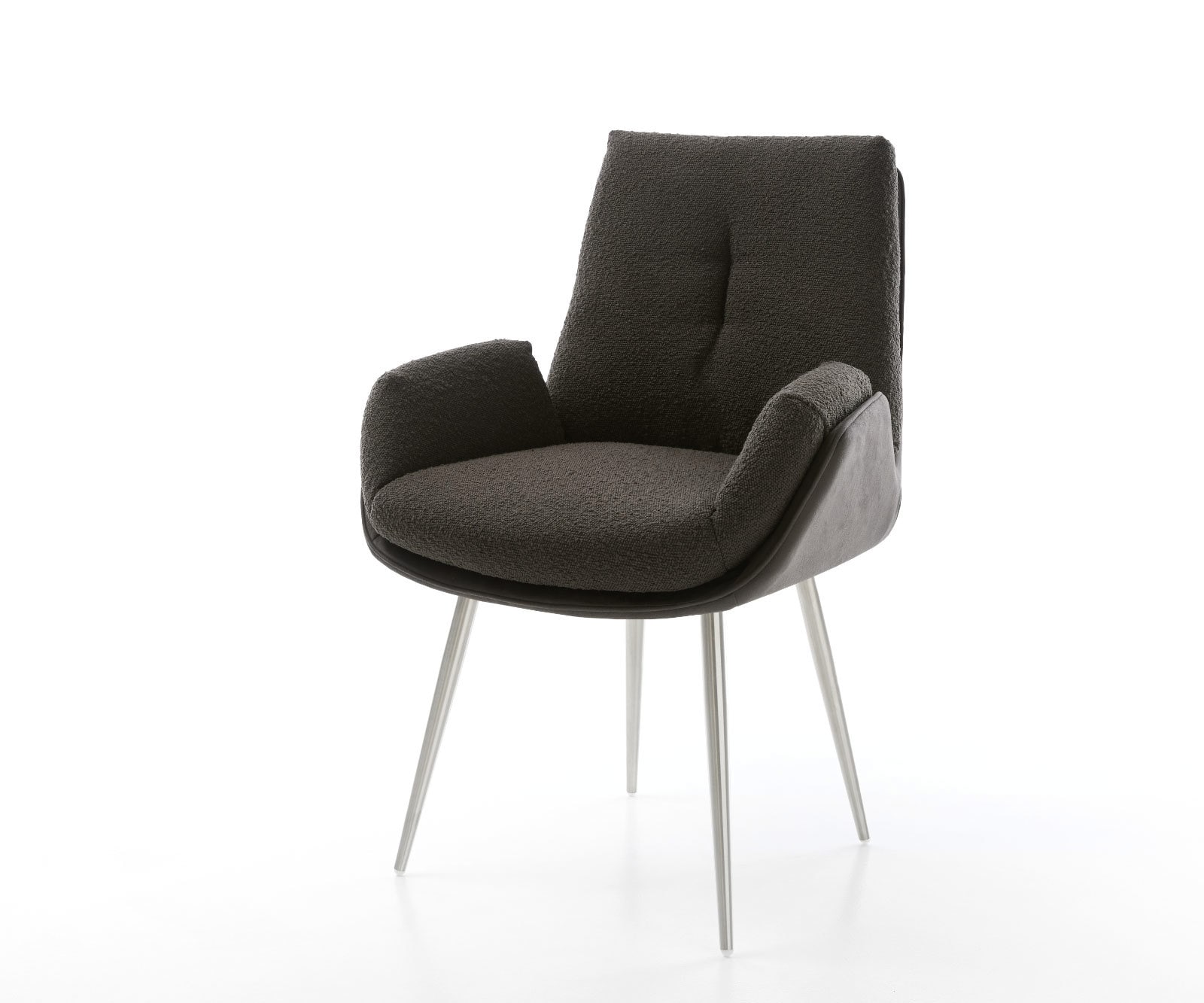 Esszimmerstuhl Clea-Flex Materialmix Schwarz 4-Fuß konisch Edelstahl günstig online kaufen