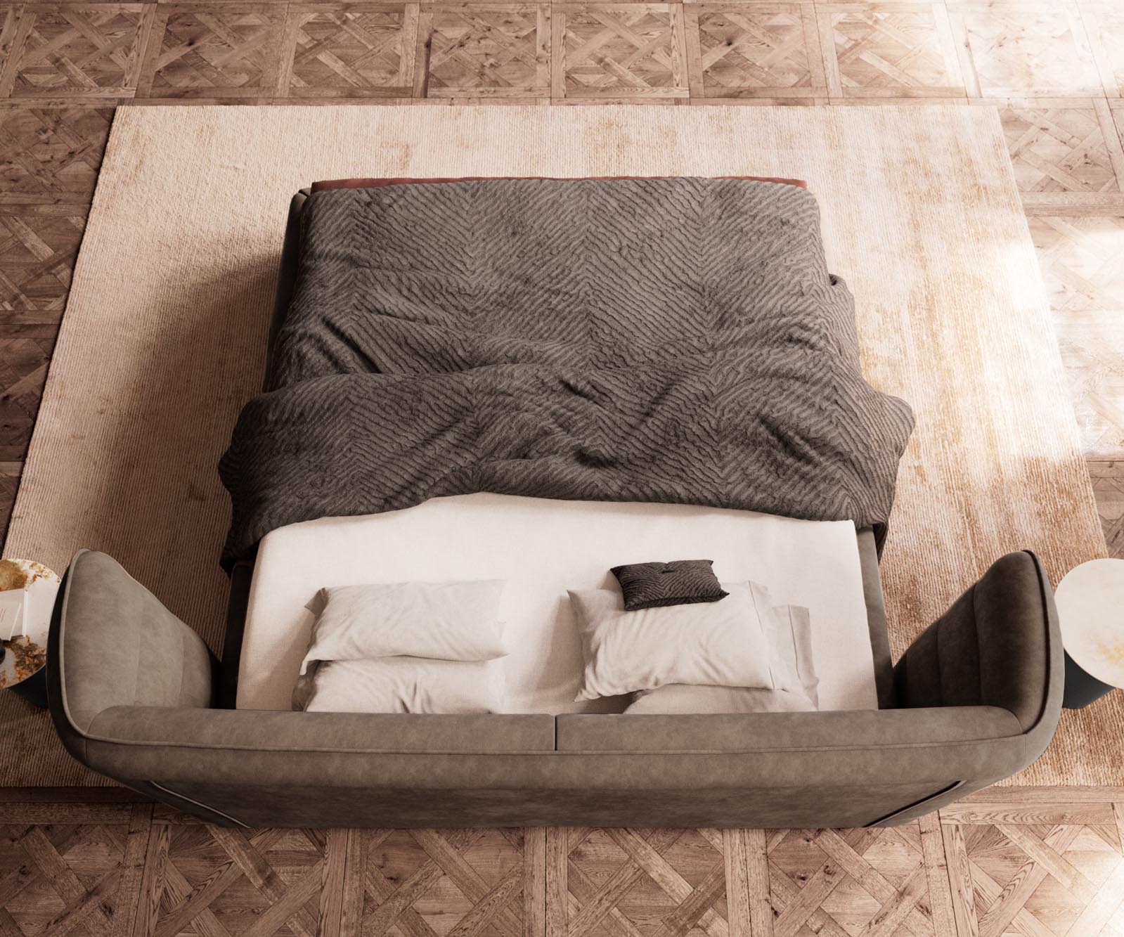 Polsterbettgestell Simea 180x200 cm Mikrofaser Taupe Vintage 6