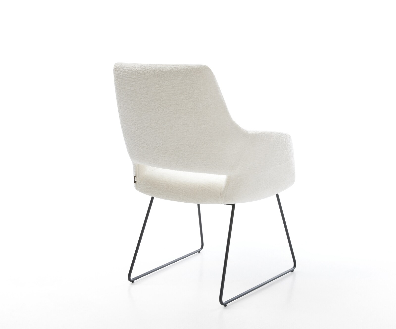 Esszimmerstuhl Yago-Flex mit Armlehnen Bouclé Soft Beige Kufengestell Schwarz Taschenfederkern 4