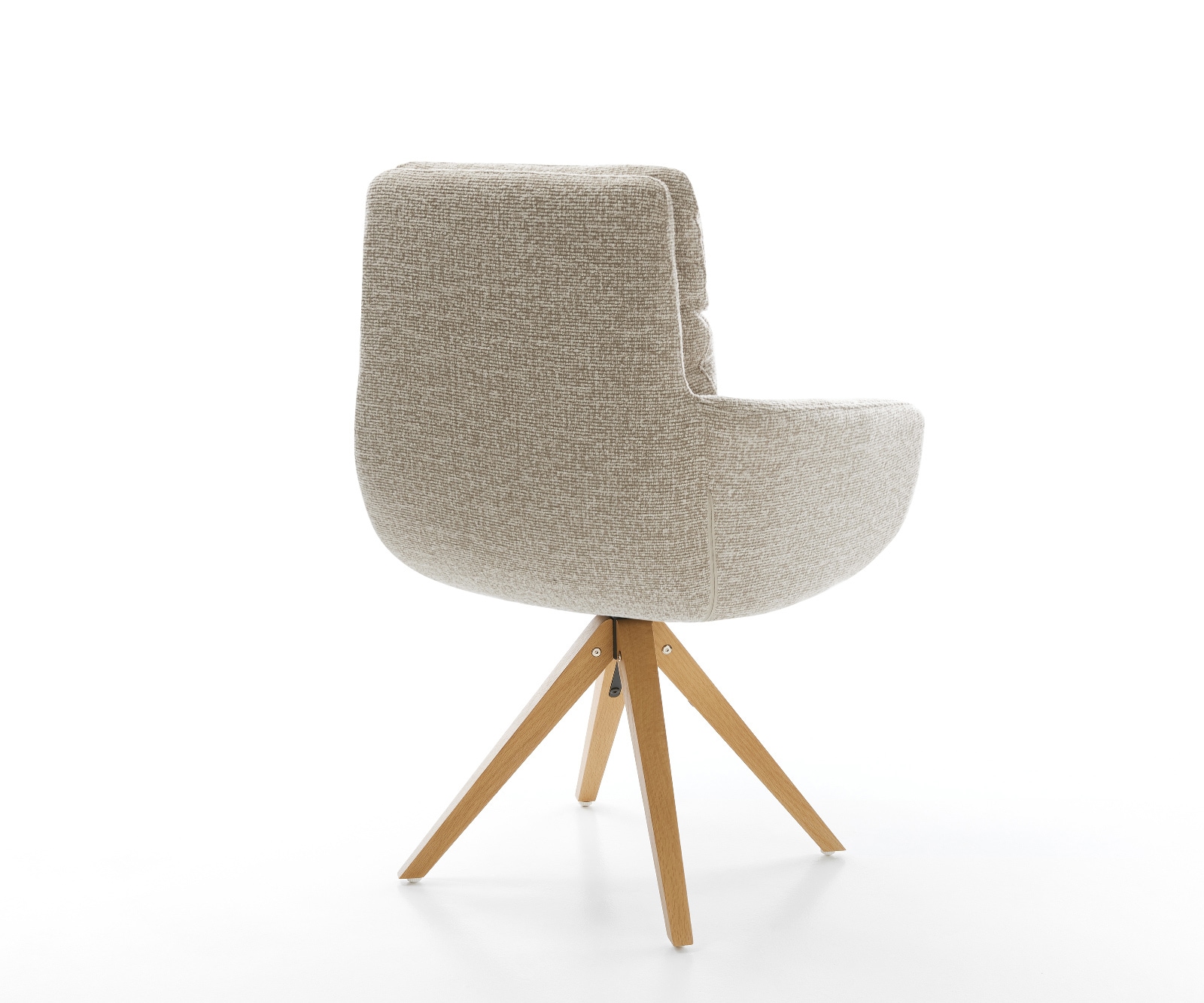 Drehstuhl Abelia-Flex mit Armlehnen Webstoff Soft Beige Holzgestell kantig Natur 180° drehbar 5