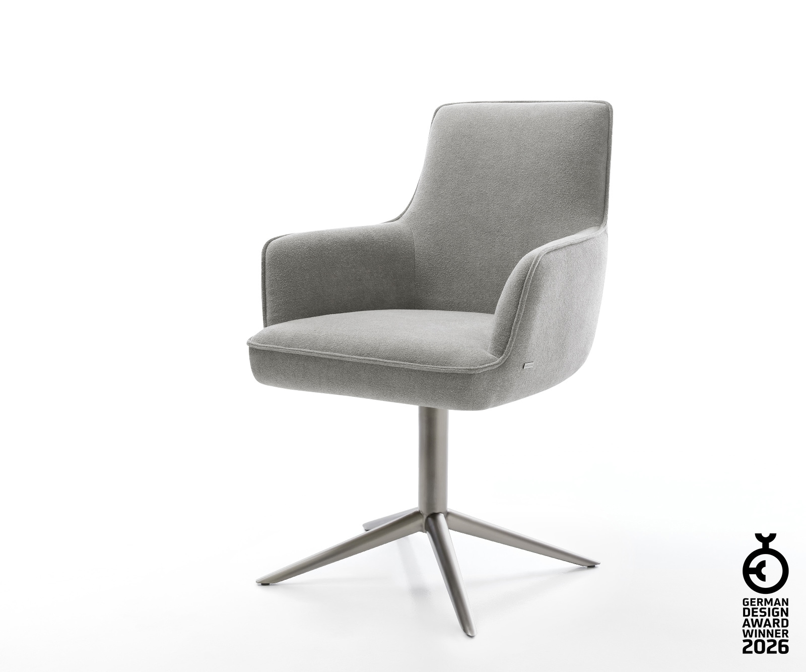 Drehstuhl Heira-Flex mit Armlehnen Strukturstoff Soft Grau Fußkreuz Graphit günstig online kaufen