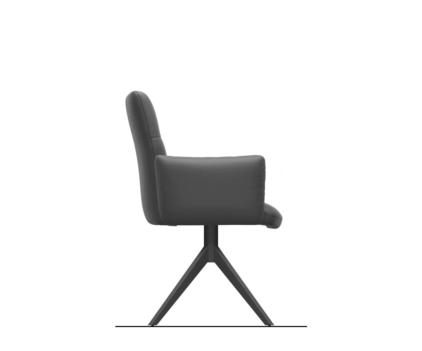 Drehstuhl Jova-Flex mit Armlehnen Mikrofaser Anthrazit Vintage Kreuzgestell breit Edelstahl 360° drehbar Wippfunktion Taschenfederkern 8