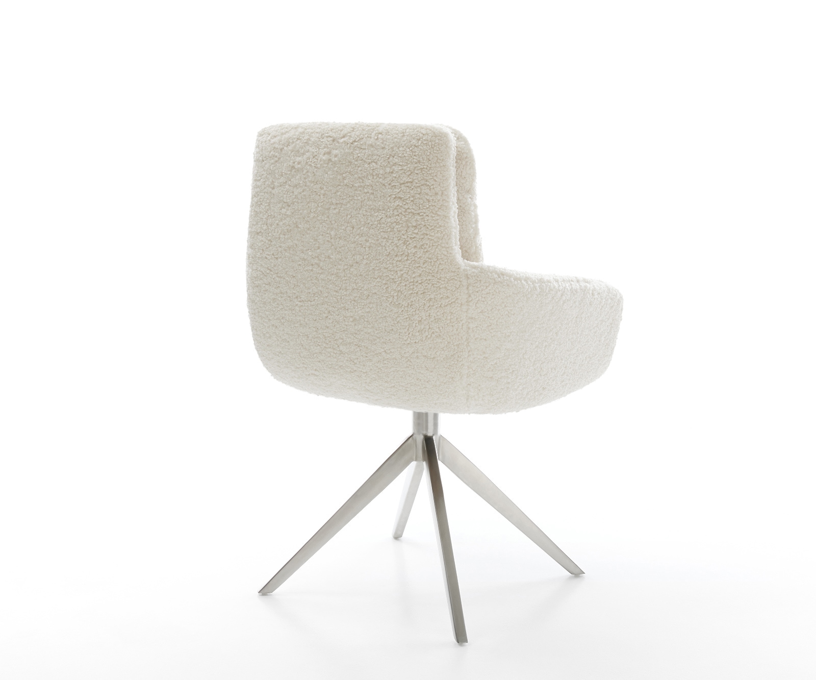 Drehstuhl Abelia-Flex mit Armlehnen Teddystoff Beige Kreuzgestell breit Edelstahl 360° drehbar Wippfunktion 4