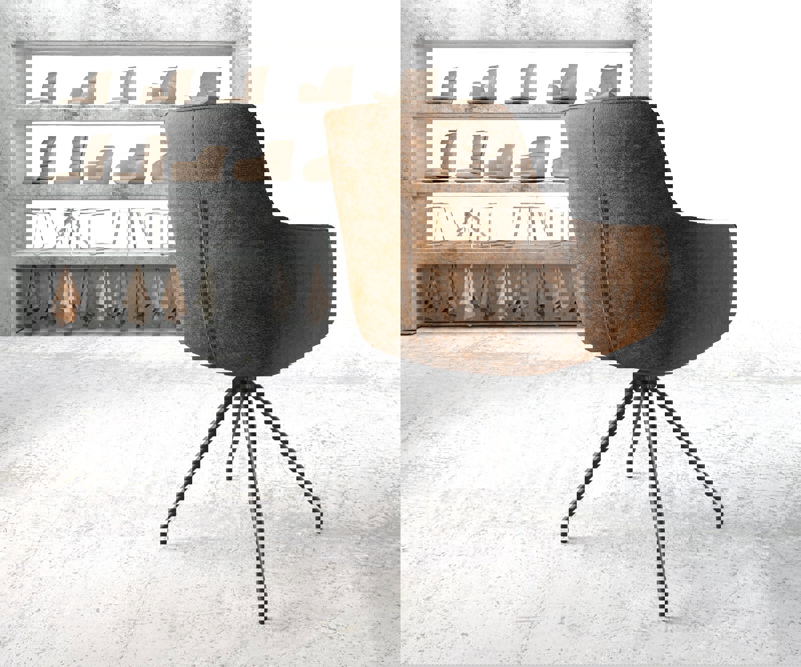 Drehstuhl Pejo-Flex Braun Antik Kreuzgestell konisch Schwarz 180° drehbar 3 Drehstuhl Pejo-Flex Braun Antik Kreuzgestell konisch Schwarz 180° drehbar 3
