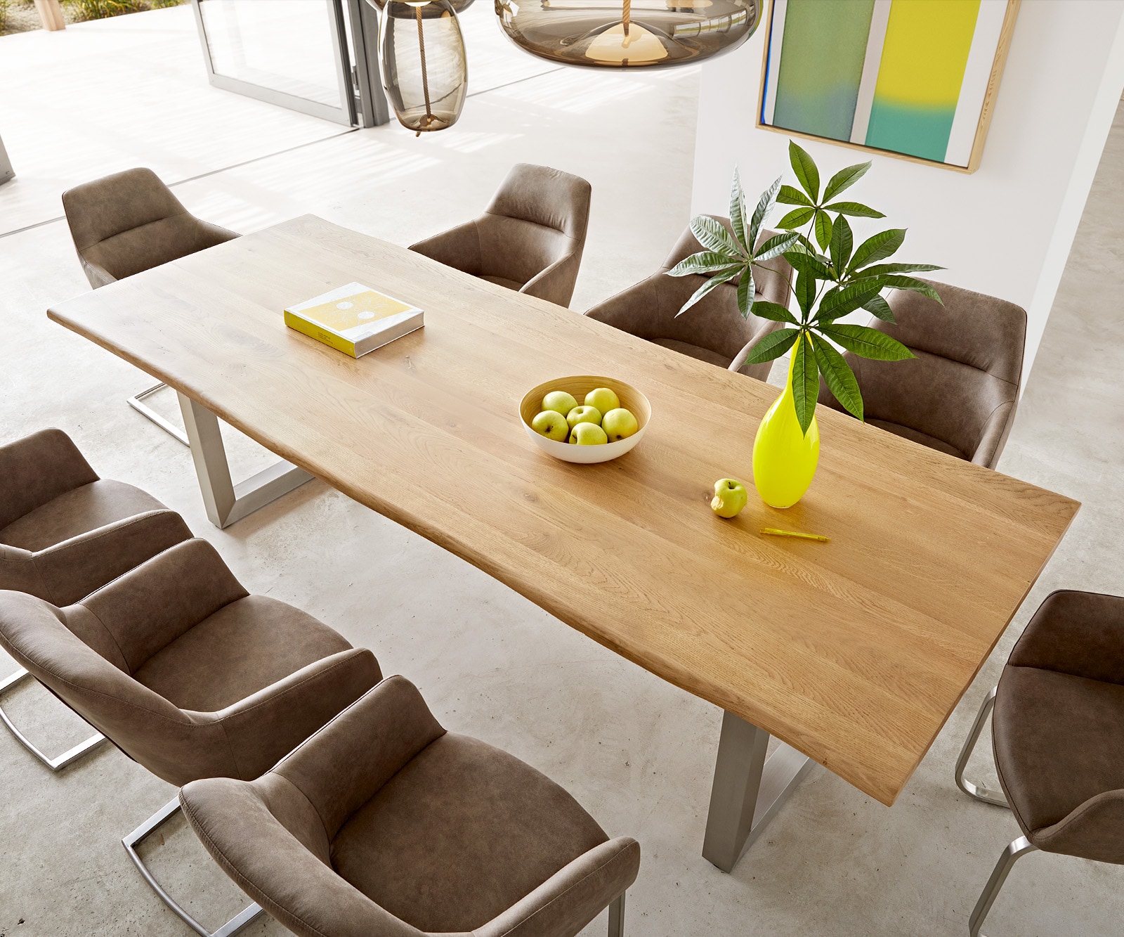 Esstisch Edge 260x100x2,5-3 Eiche Natur Edelstahl breit Live-Edge 3 Esstisch Edge 260x100x2,5-3 Eiche Natur Edelstahl breit Live-Edge 3