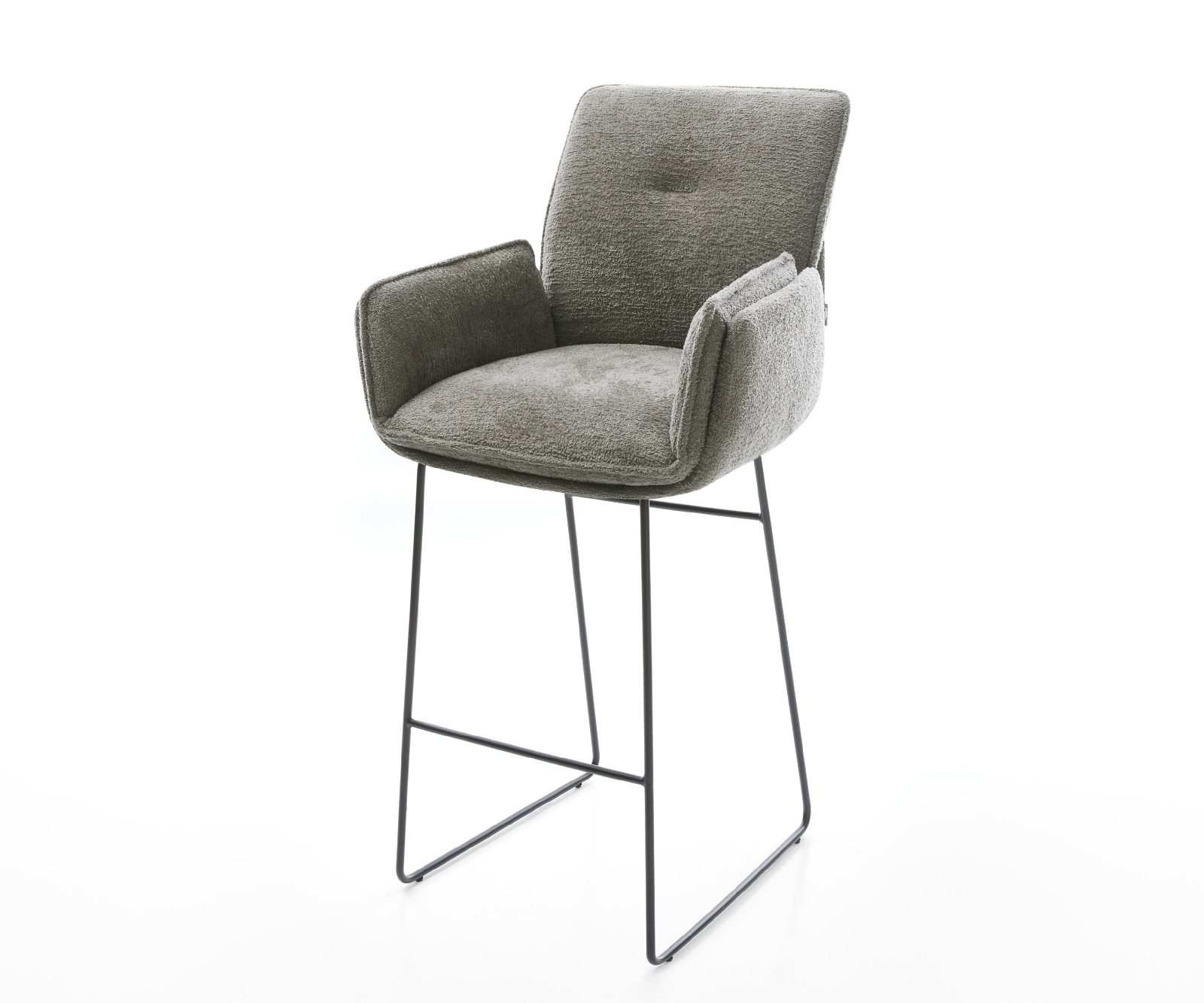 Barstuhl Nela-Flex Bouclé Soft Schlamm Kufengestell Metall Schwarz
