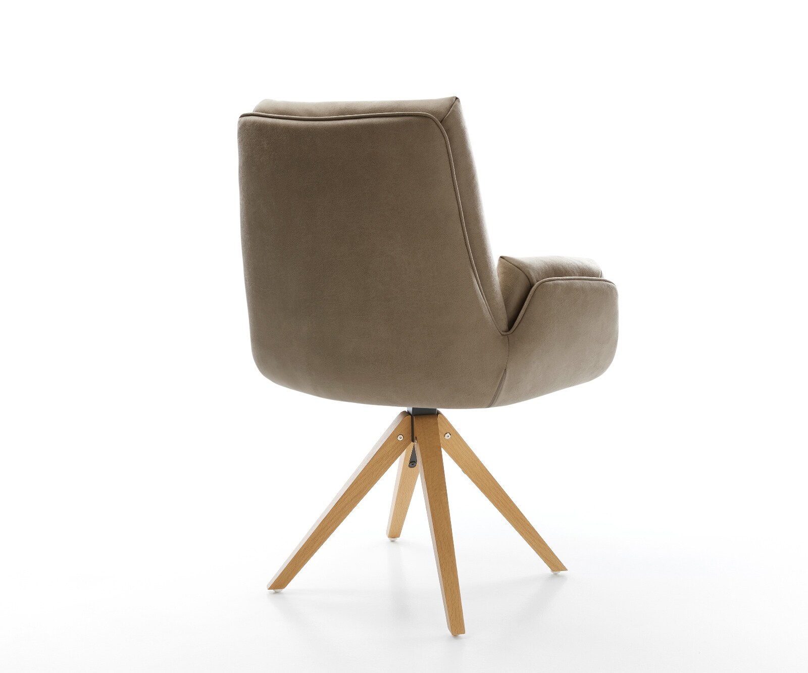 Drehstuhl Clea-Flex Mikrofaser Beige Vintage Holzgestell kantig Natur 180° drehbar 4