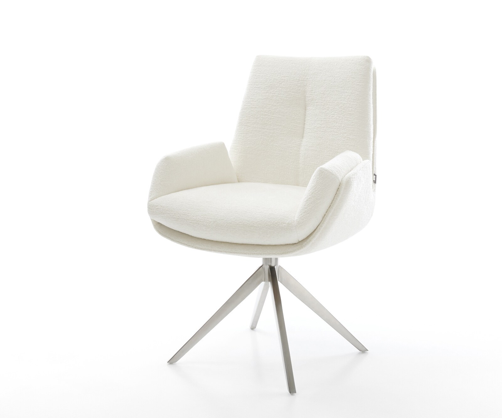 Drehstuhl Clea-Flex Bouclé Soft Beige Kreuzgestell breit Edelstahl 360° dre günstig online kaufen