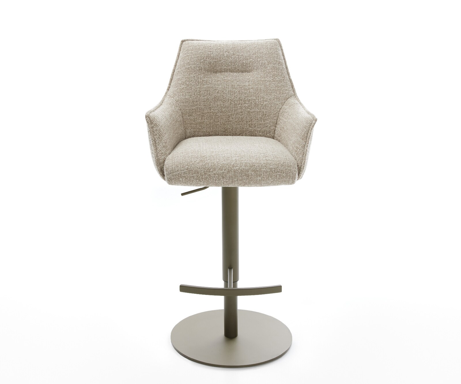 Barstuhl Alja-Flex Webstoff Soft Beige Drehfuß höhenverstellbar Metall Titanfarben Taschenfederkern 2