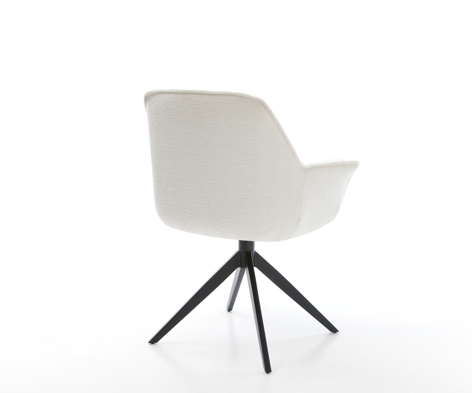 Drehstuhl Keila-Flex mit Armlehnen Bouclé Soft Beige Kreuzgestell breit Schwarz 360° drehbar Wippfunktion 4