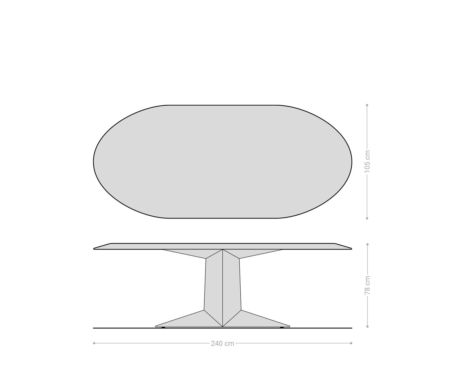 Esstisch Aithon 240x105 cm Akazie Braun Metallgestell Schwarz Oval 6