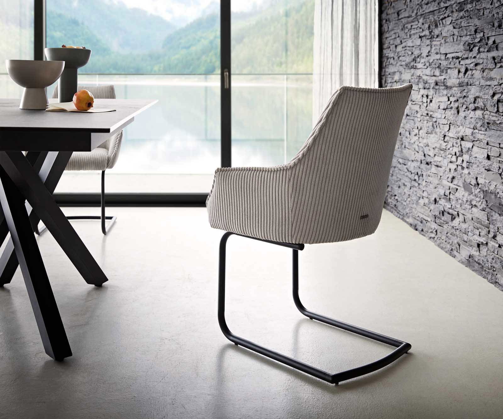 Freischwinger Alja-Flex mit Armlehnen Cord Silbergrau Freischwinger rund Schwarz Taschenfederkern 4 Freischwinger Alja-Flex mit Armlehnen Cord Silbergrau Freischwinger rund Schwarz Taschenfederkern 4