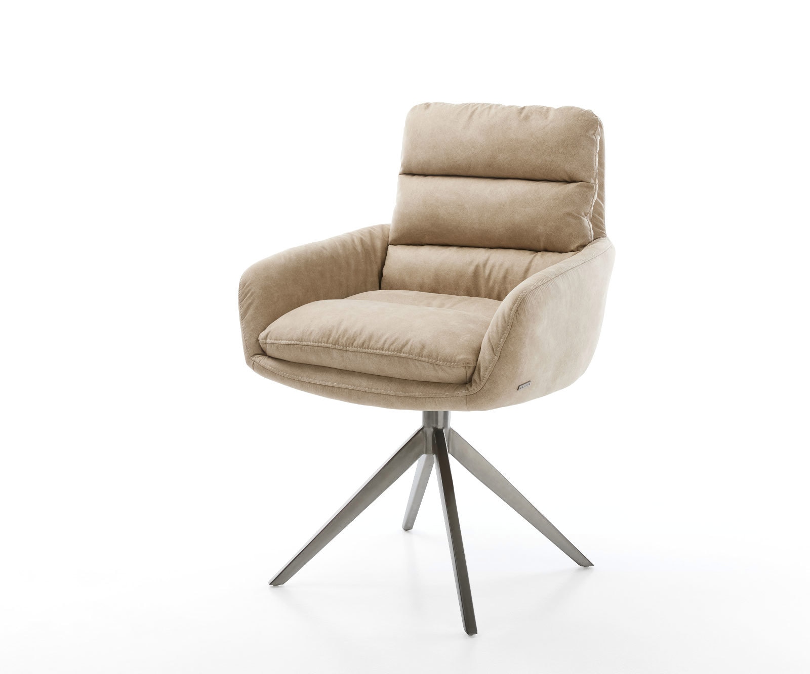 Drehstuhl Abelia-Flex mit Armlehnen Mikrofaser Beige Vintage Kreuzgestell breit Graphit 360° drehbar Wippfunktion