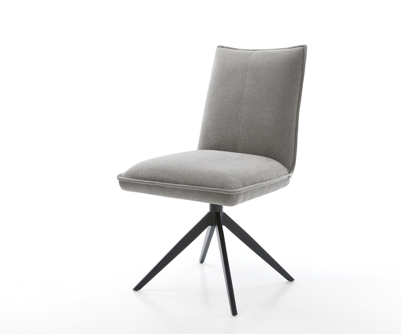 Drehstuhl Lelio-Flex Strukturstoff Soft Grau Kreuzgestell breit Schwarz 360° drehbar Wippfunktion Taschenfederkern