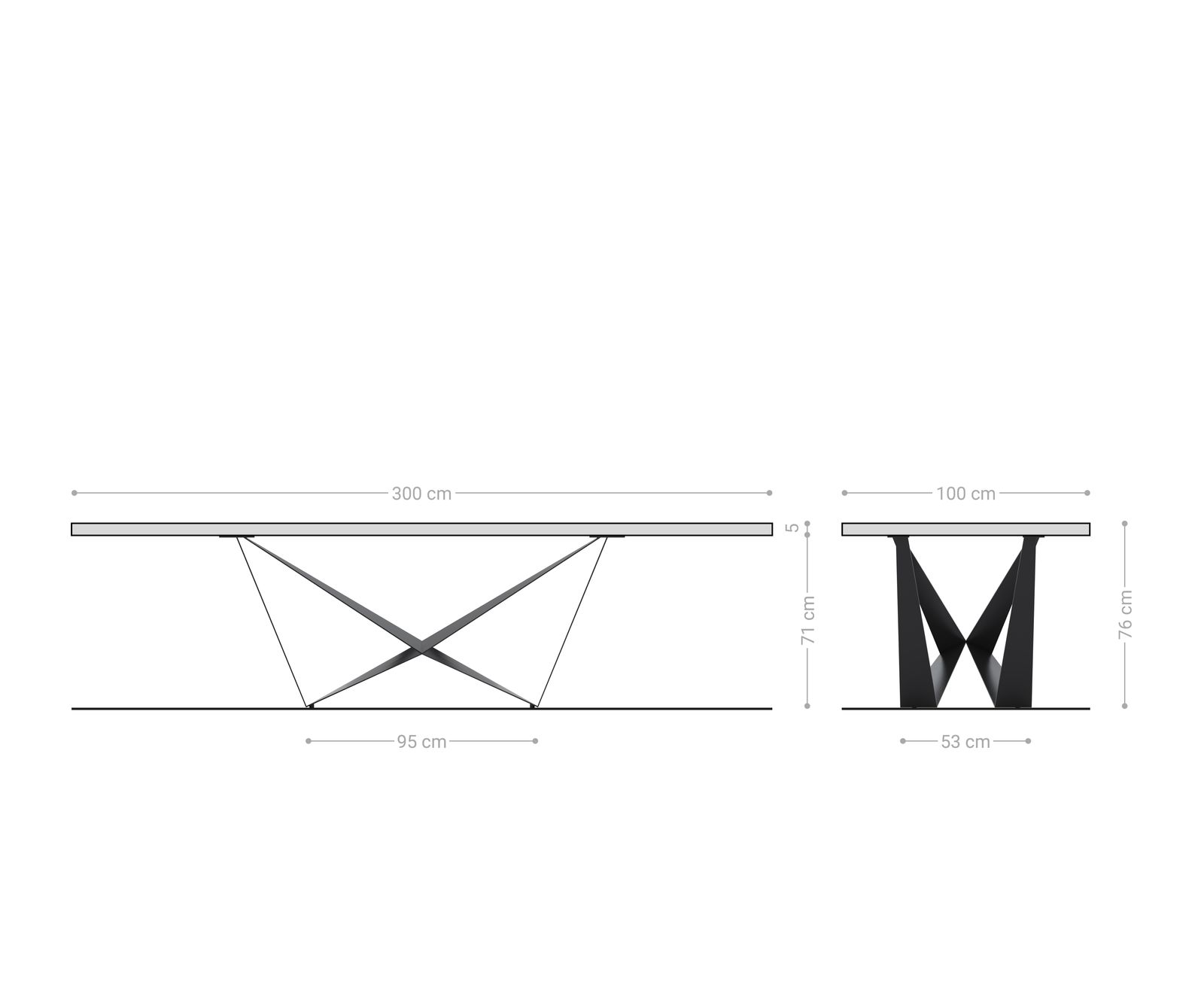 Esstisch Edge 300x100 Eiche Natur Spider Flachstahl Schwarz 8