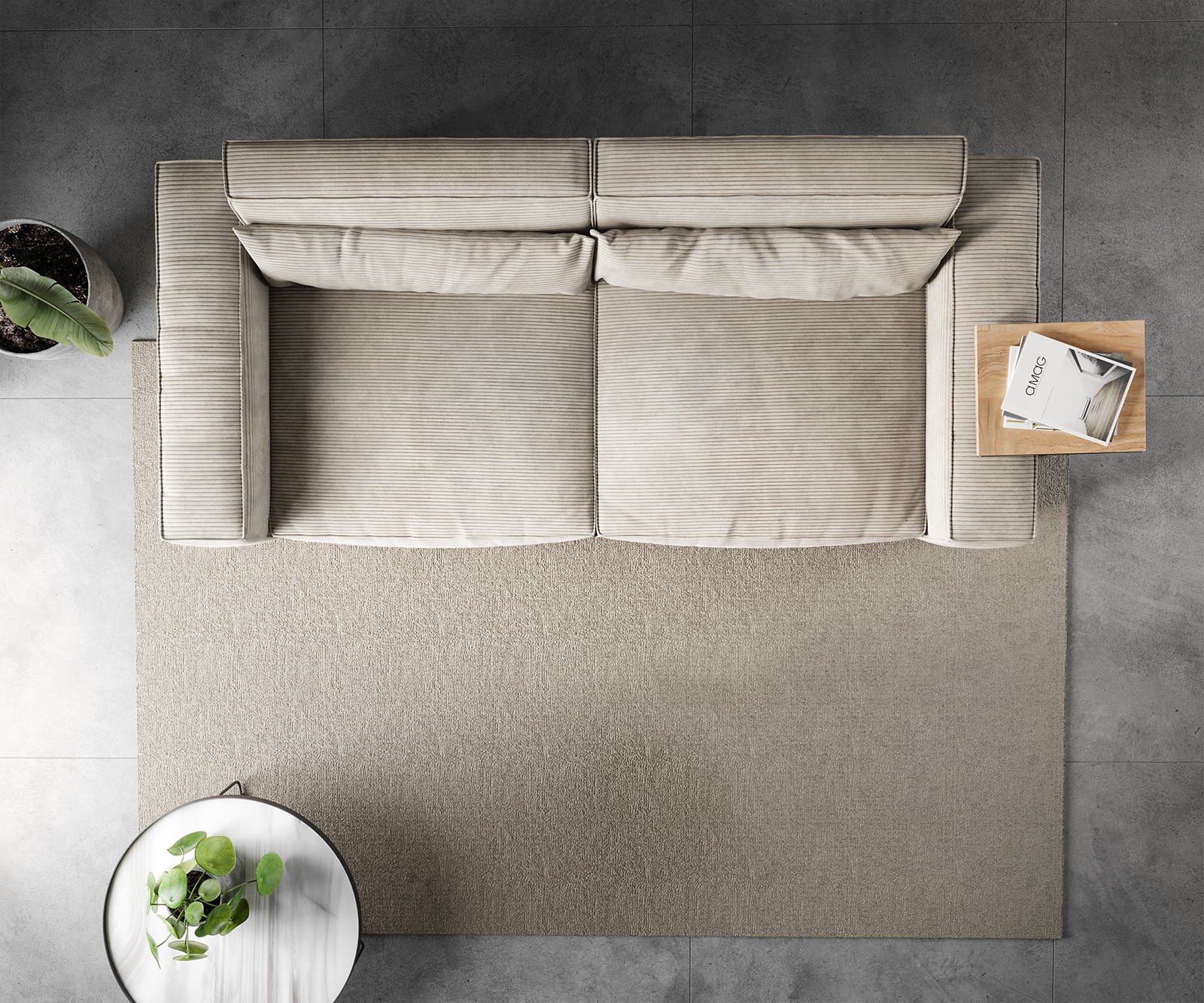 Big-Sofa Sirpio 230x95 cm Cord Beige 5 Big-Sofa Sirpio 230x95 cm Cord Beige 5