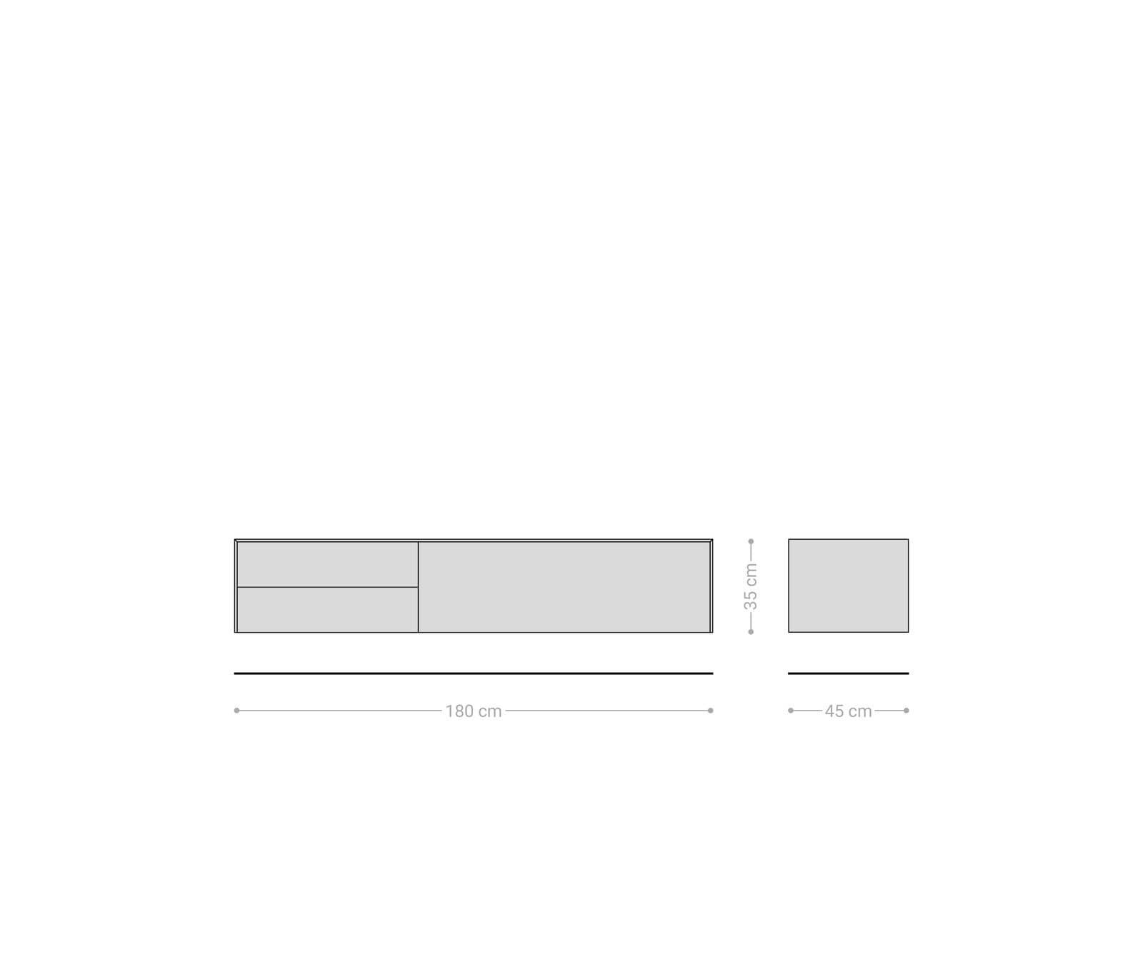 Lowboard Cuor 180 cm Keramik Laminam® Emperador Extra Lucidato Dunkelbraun 1 Klappe 2 Schubfächer Schwebend 8