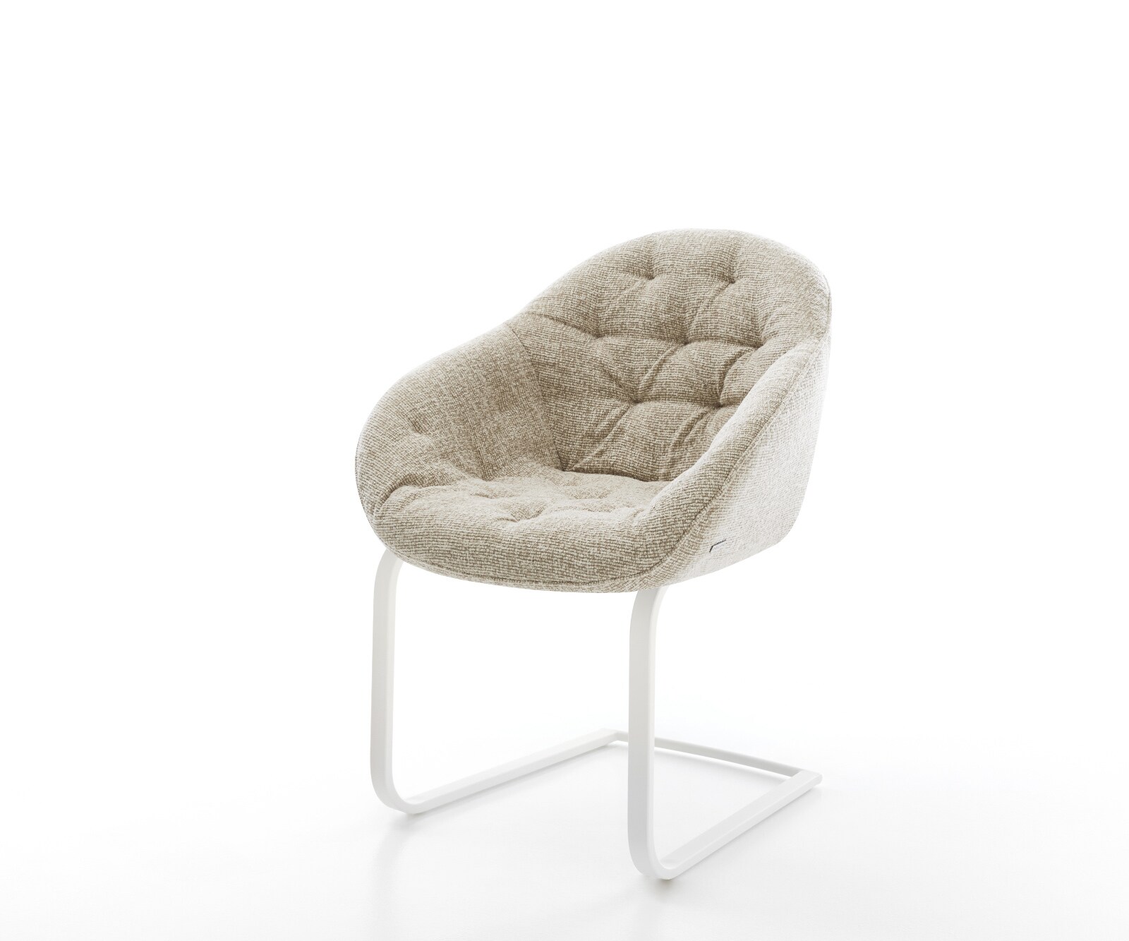 DELIFE Freischwinger Gaio-Flex Webstoff Soft Beige Freischwinger flach Weiß