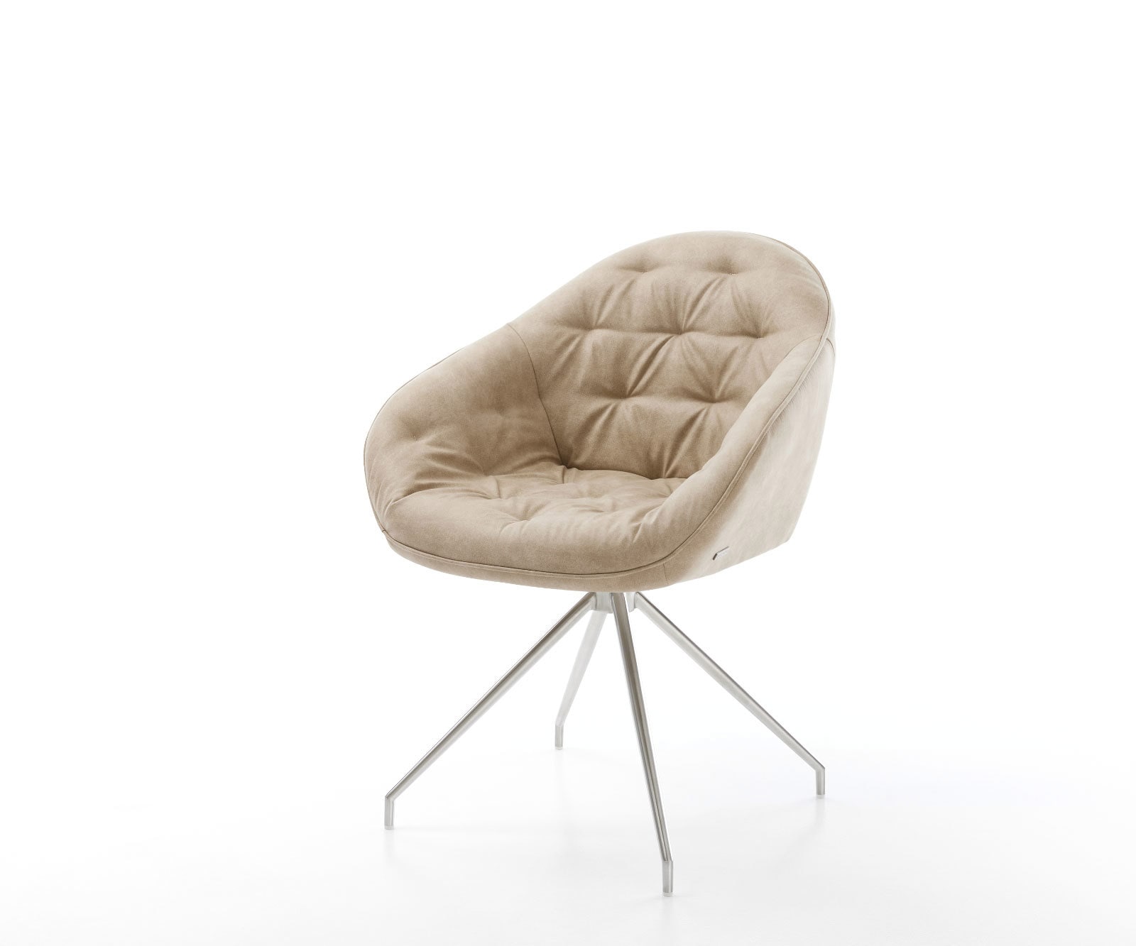 Esszimmerstuhl Gaio-Flex Mikrofaser Beige Vintage Kreuzgestell konisch Edelstahl Esszimmerstuhl Gaio-Flex Mikrofaser Beige Vintage Kreuzgestell konisch Edelstahl