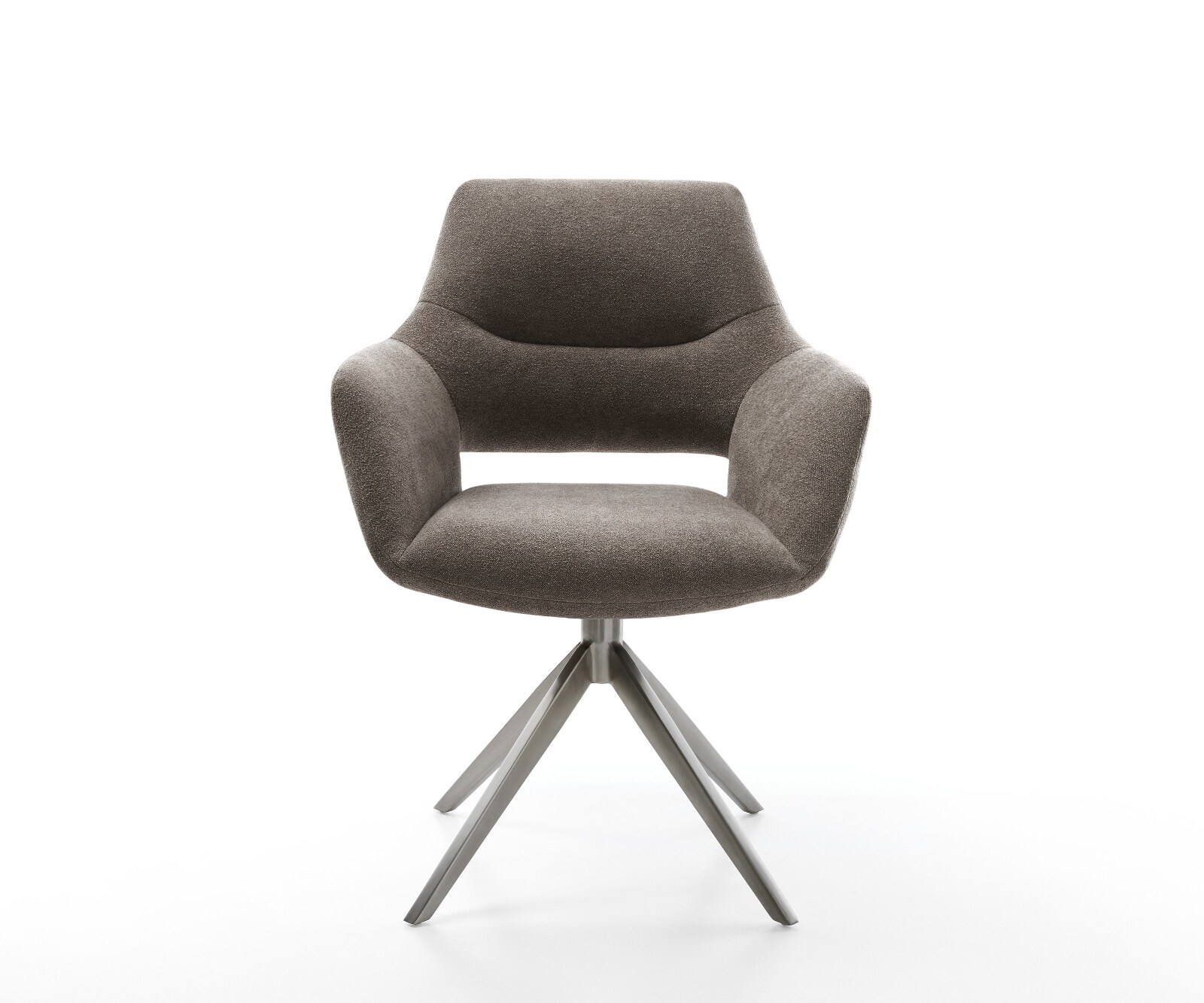 Drehstuhl Yago-Flex mit Armlehnen Strukturstoff Soft Taupe Kreuzgestell breit Graphit 360° drehbar Wippfunktion Taschenfederkern 1