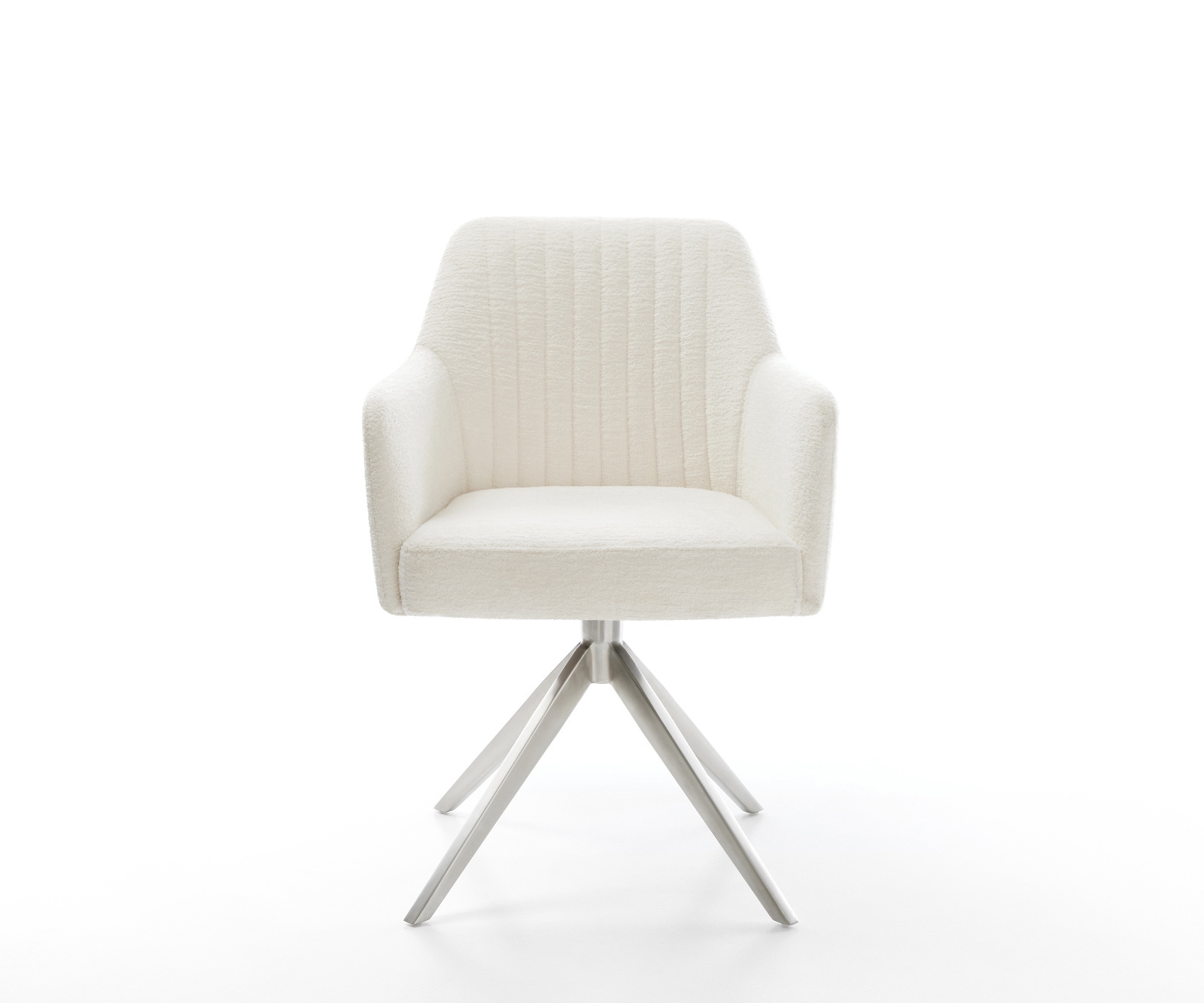 Drehstuhl Greg-Flex Bouclé Soft Beige Kreuzgestell breit Edelstahl 360° drehbar Wippfunktion Taschenfederkern 2